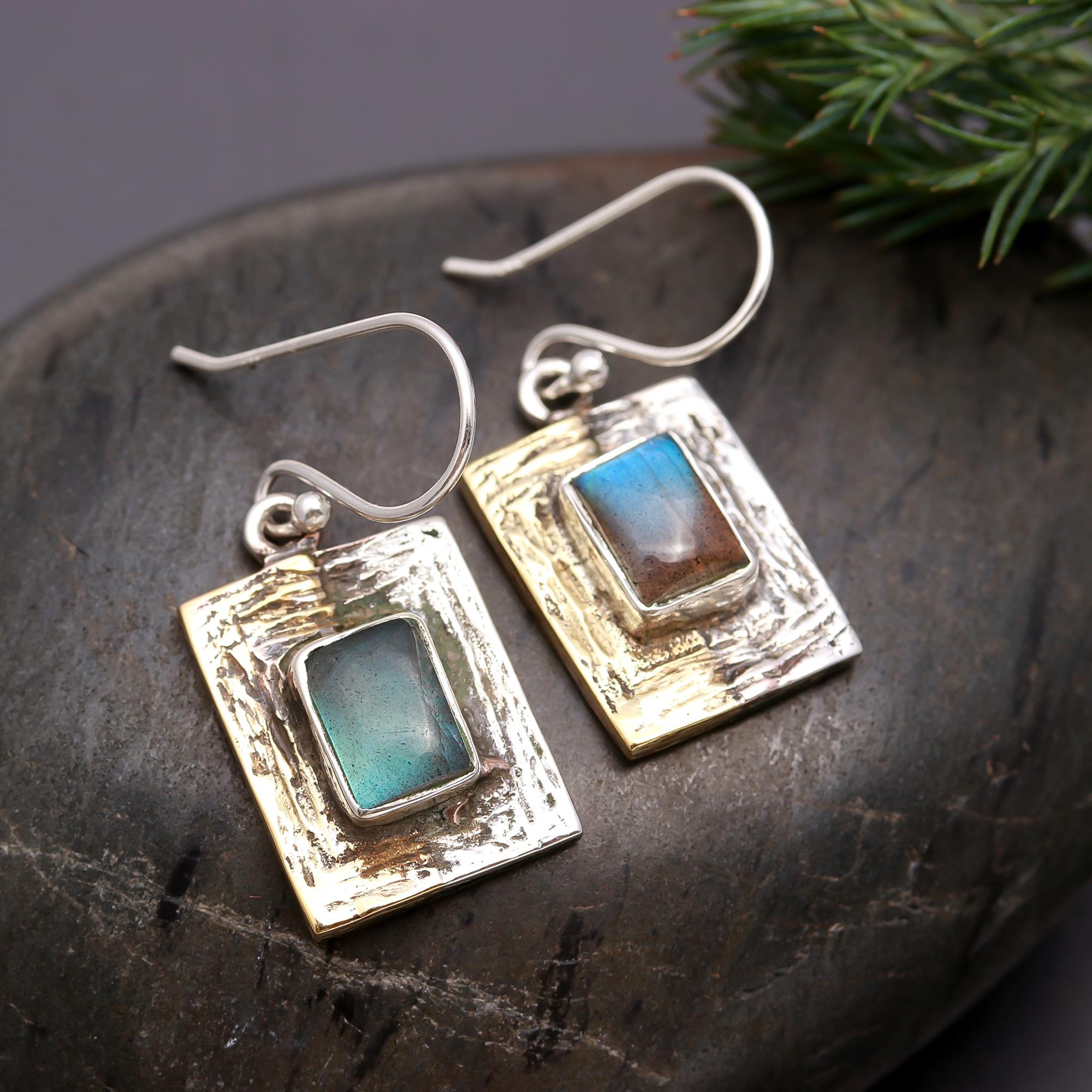 925 Silver Labradorite Dangle Earrings