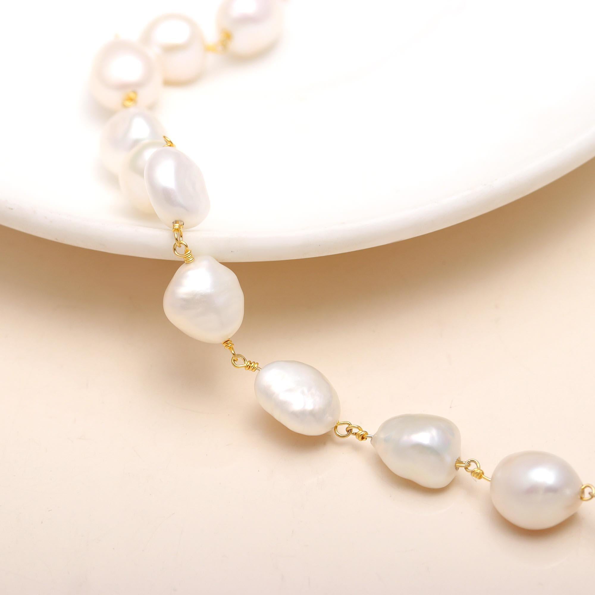 The Modern Classic: Baroque Pearl & Gold Wire-Wrapped Necklace