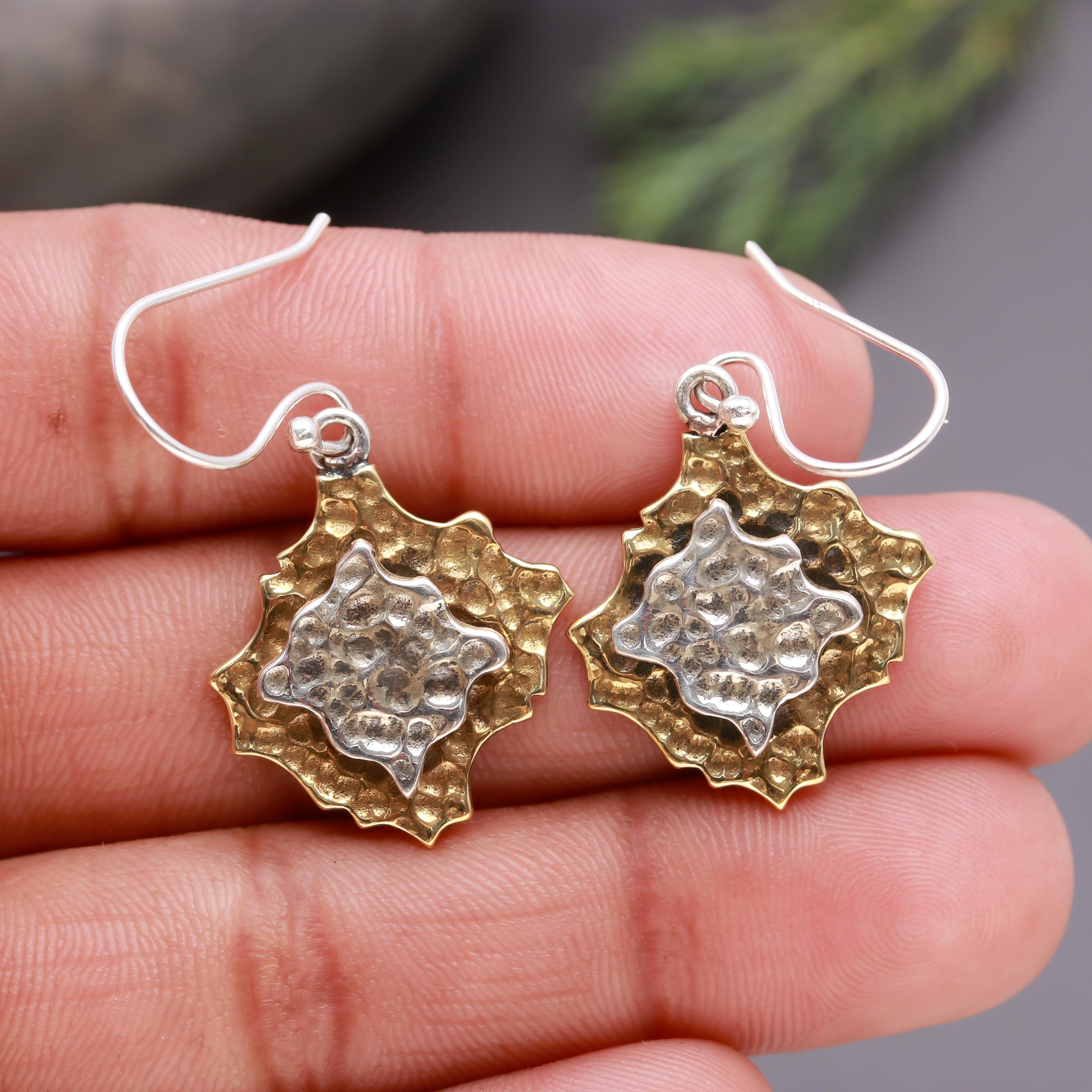 925 Silver Textured Layered Dangle Earrings