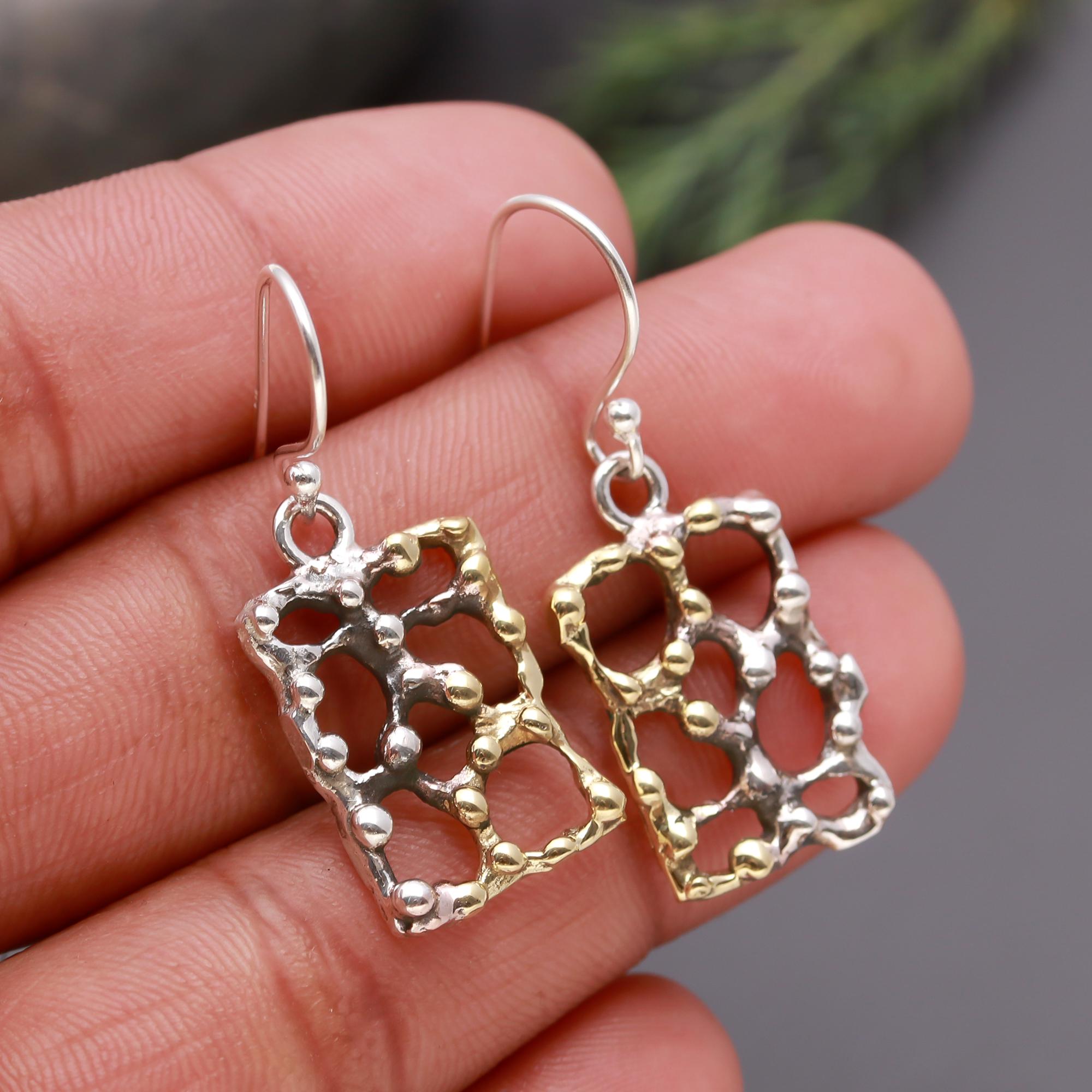 925 Silver Rectangle Dangle Earrings