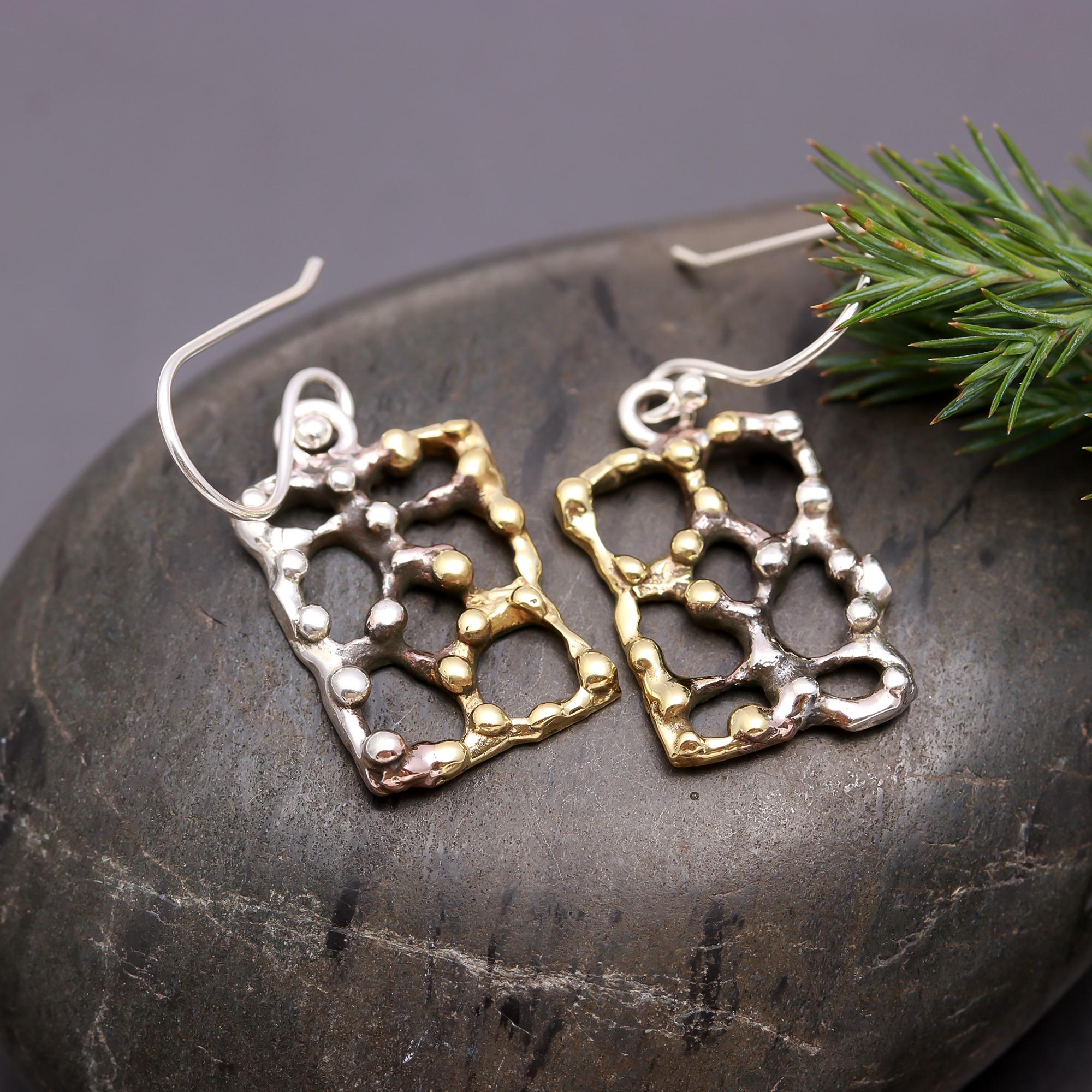 925 Silver Rectangle Dangle Earrings