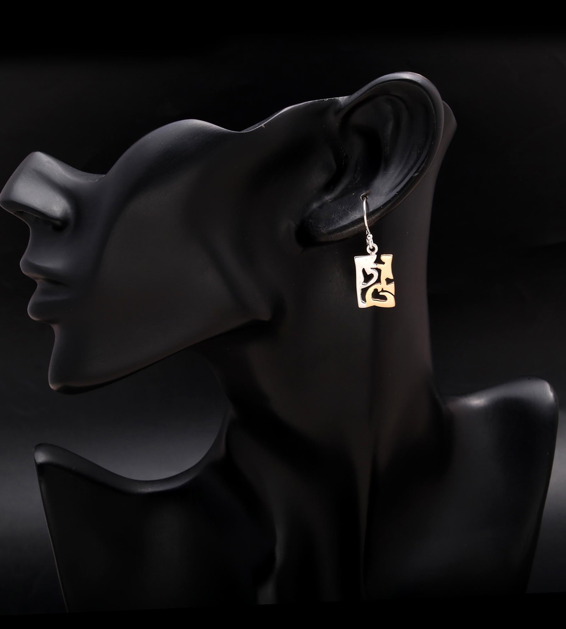 925 Silver Abstract Love Dangle Earrings