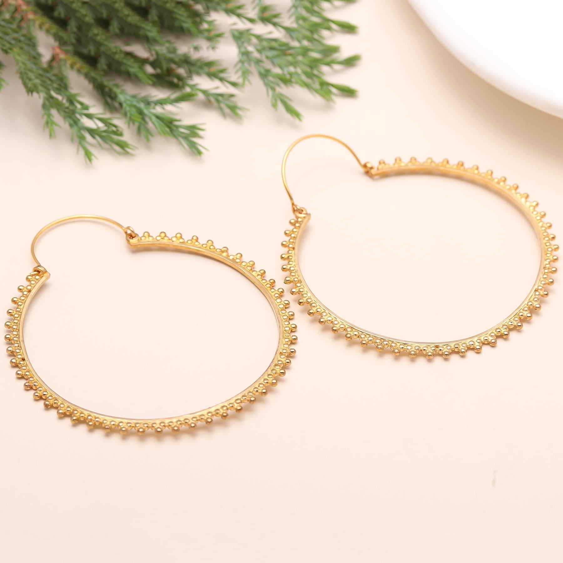 The Gilded Bead: Gold Granulated Hoop Earrings