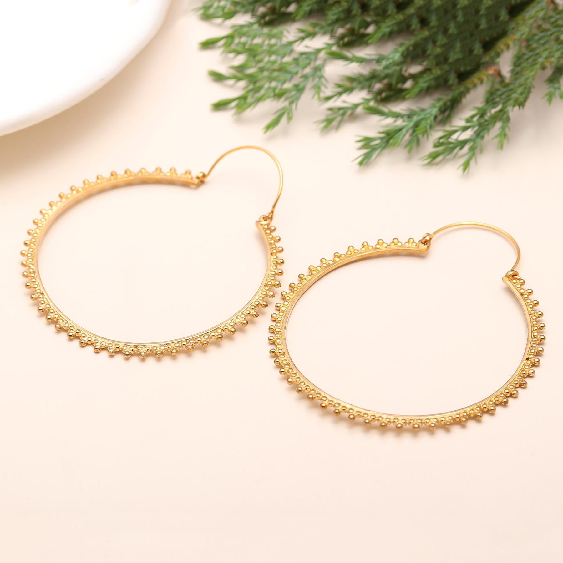 The Gilded Bead: Gold Granulated Hoop Earrings