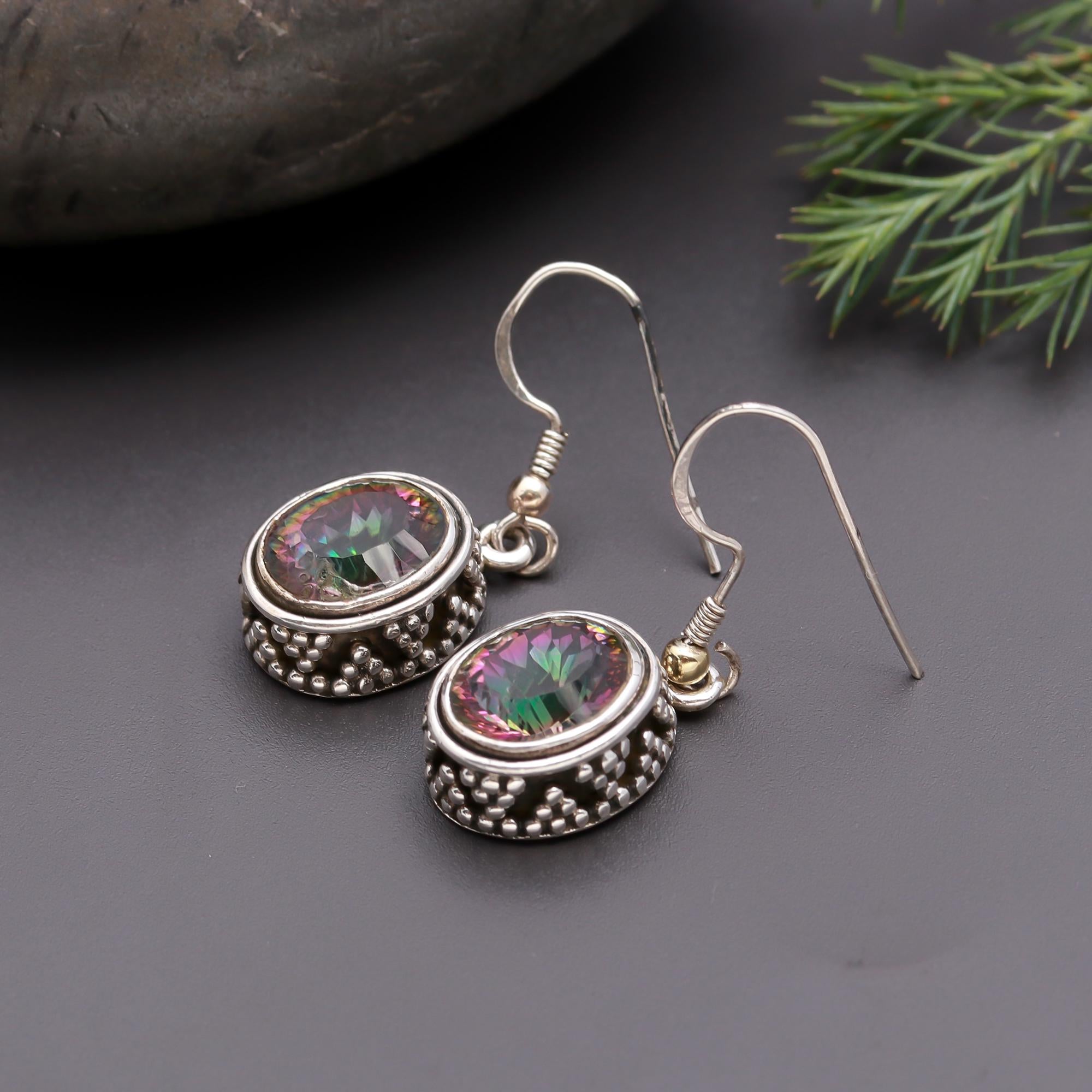 925 Silver Mystic Topaz Dangle Earrings