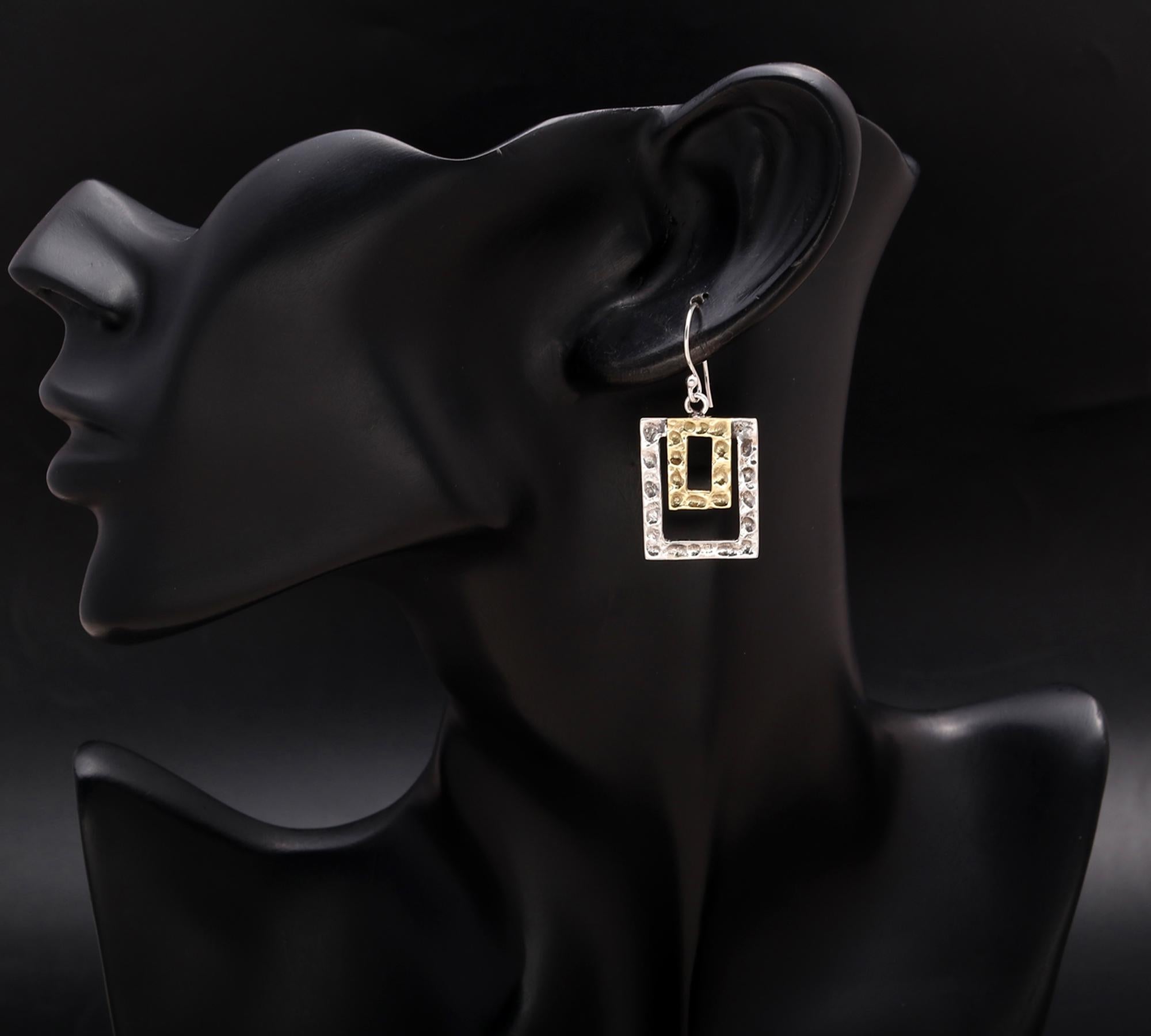 925 Silver Double Rectangle Dangle Earrings