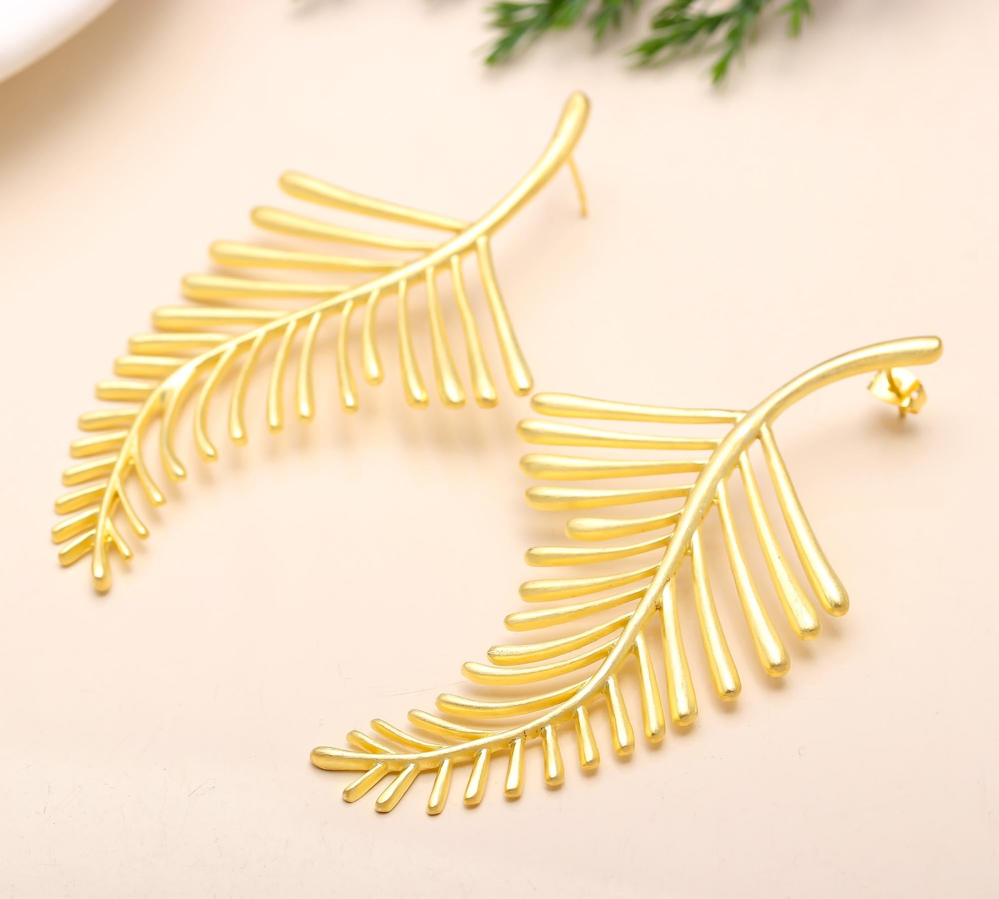 925 Silver Palm Leaf Drop Earrings