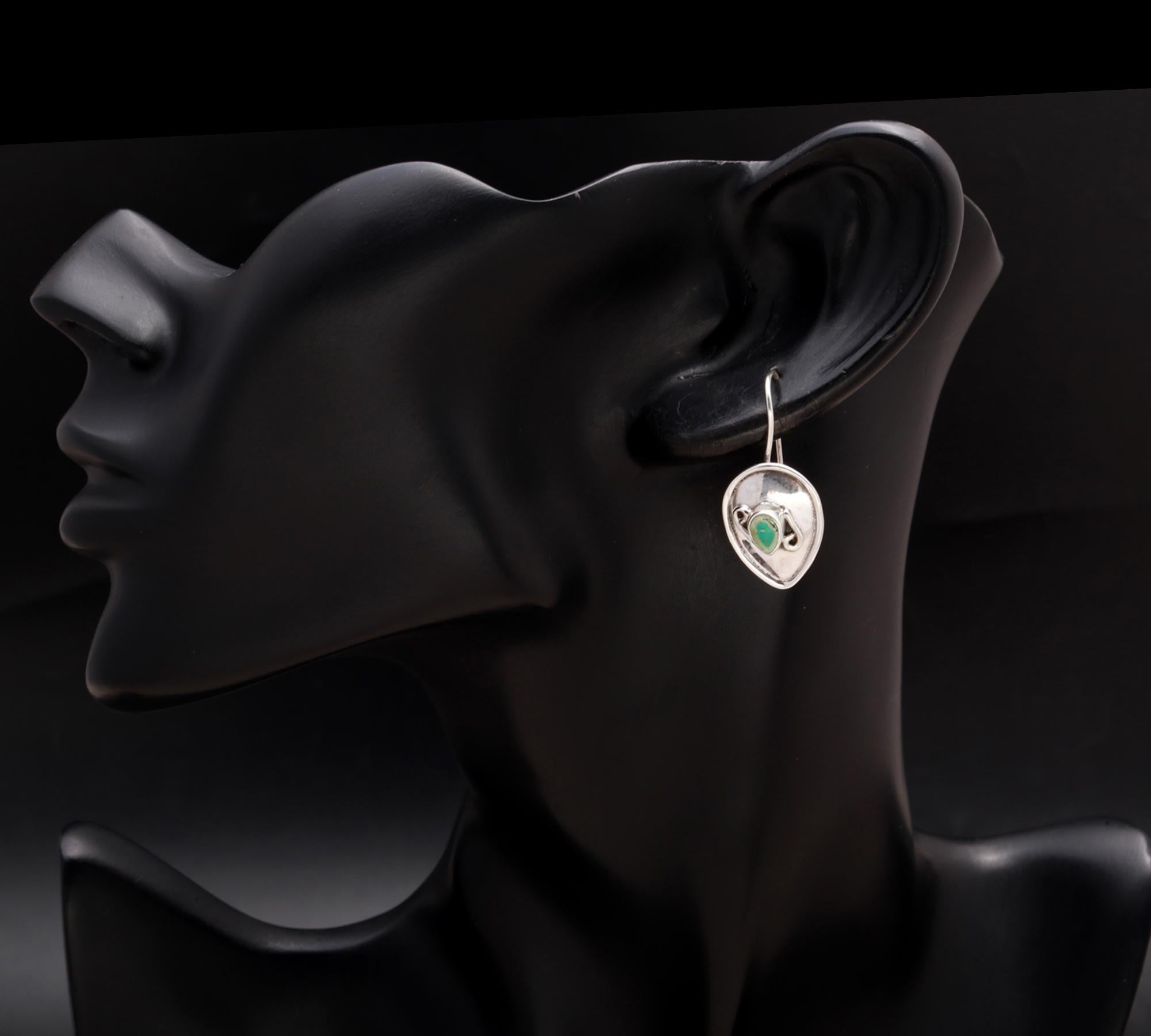 925 Silver Teardrop Turquoise Dangle Earrings