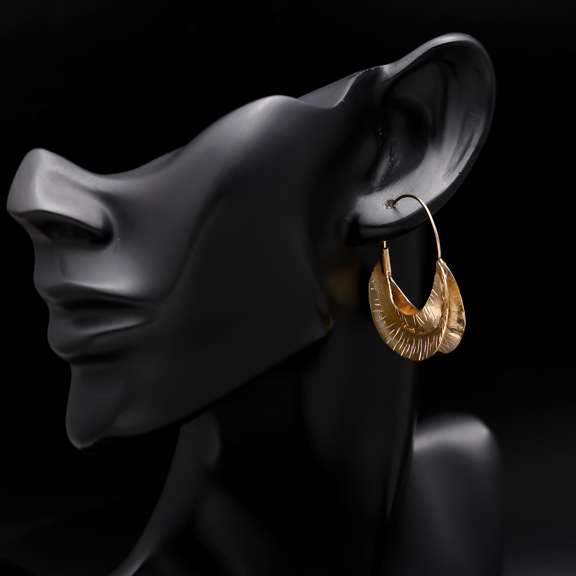 The Gilded Crescent: Textured Gypsy Hoops