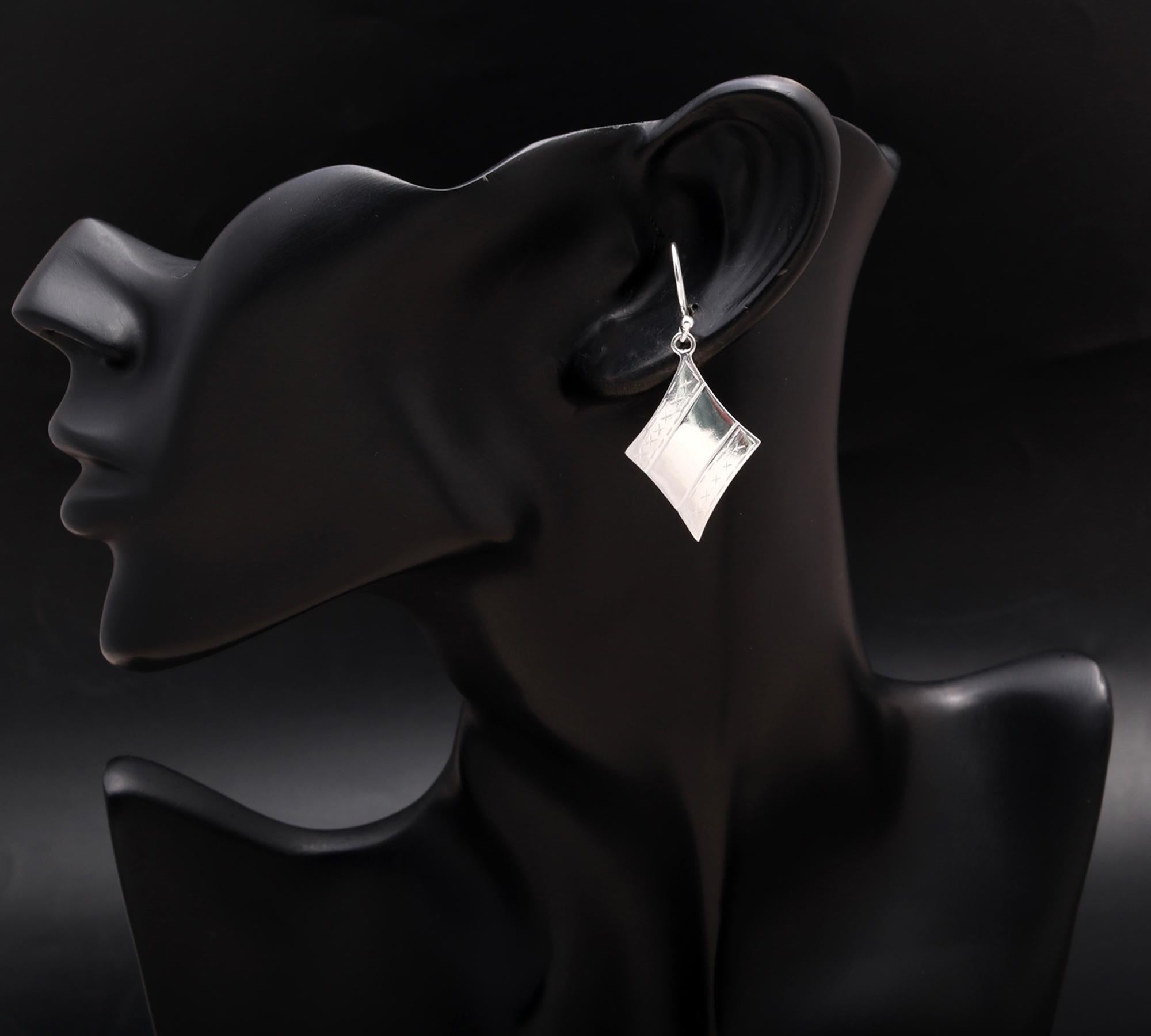 925 Silver Curved Dangle Earrings