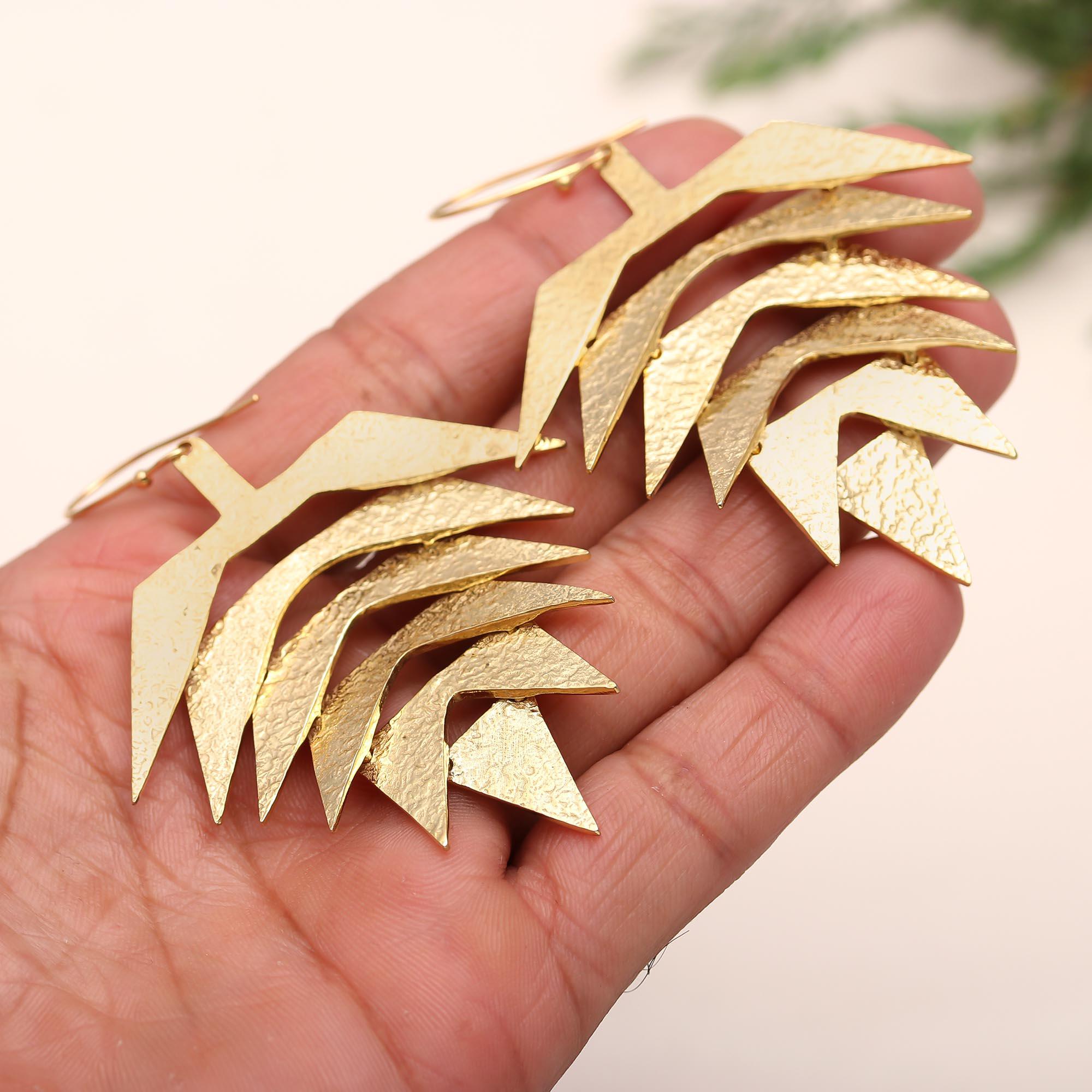 925 Silver Layered Leaf Dangle Earrings