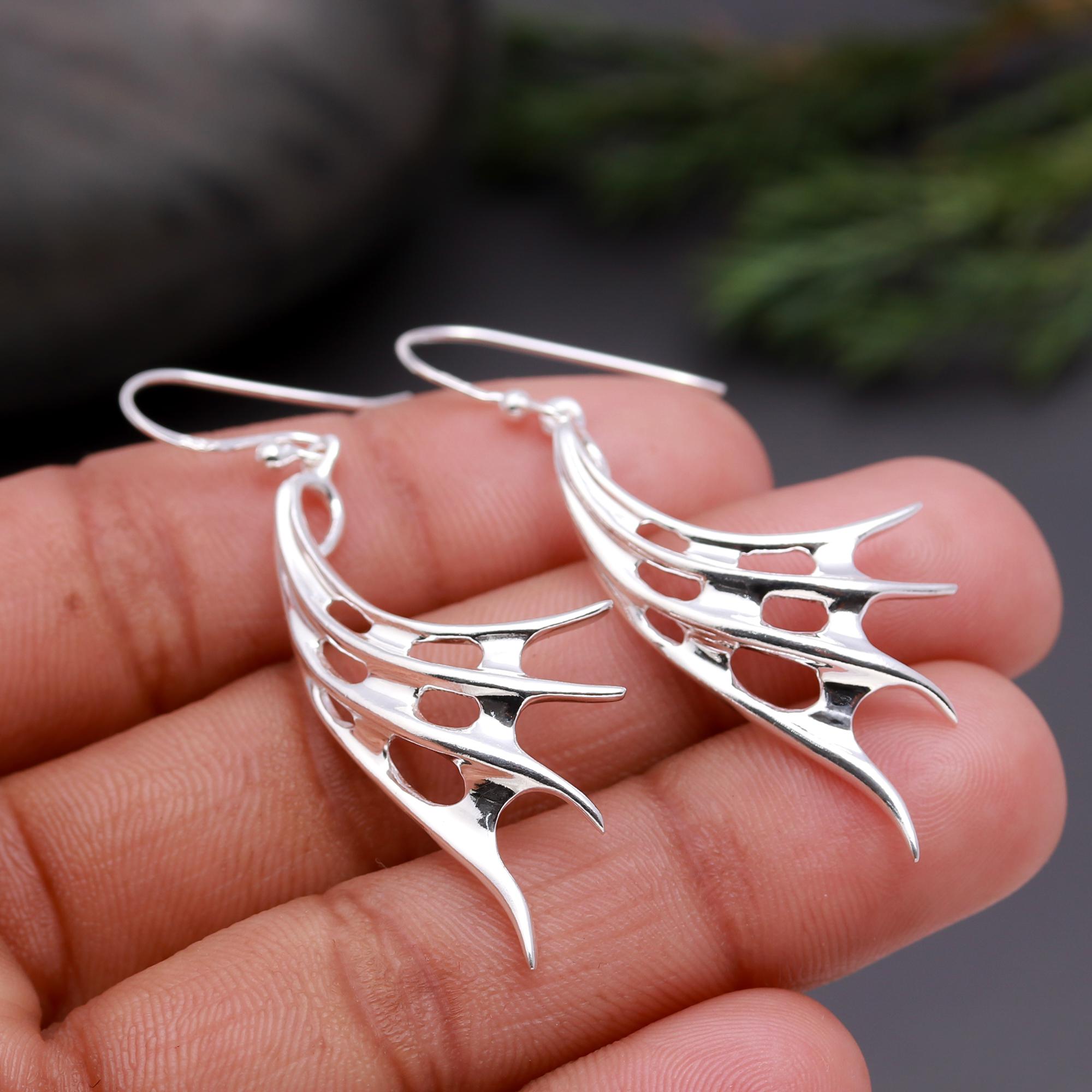 925 Silver Wing-Shaped Dangle Earrings