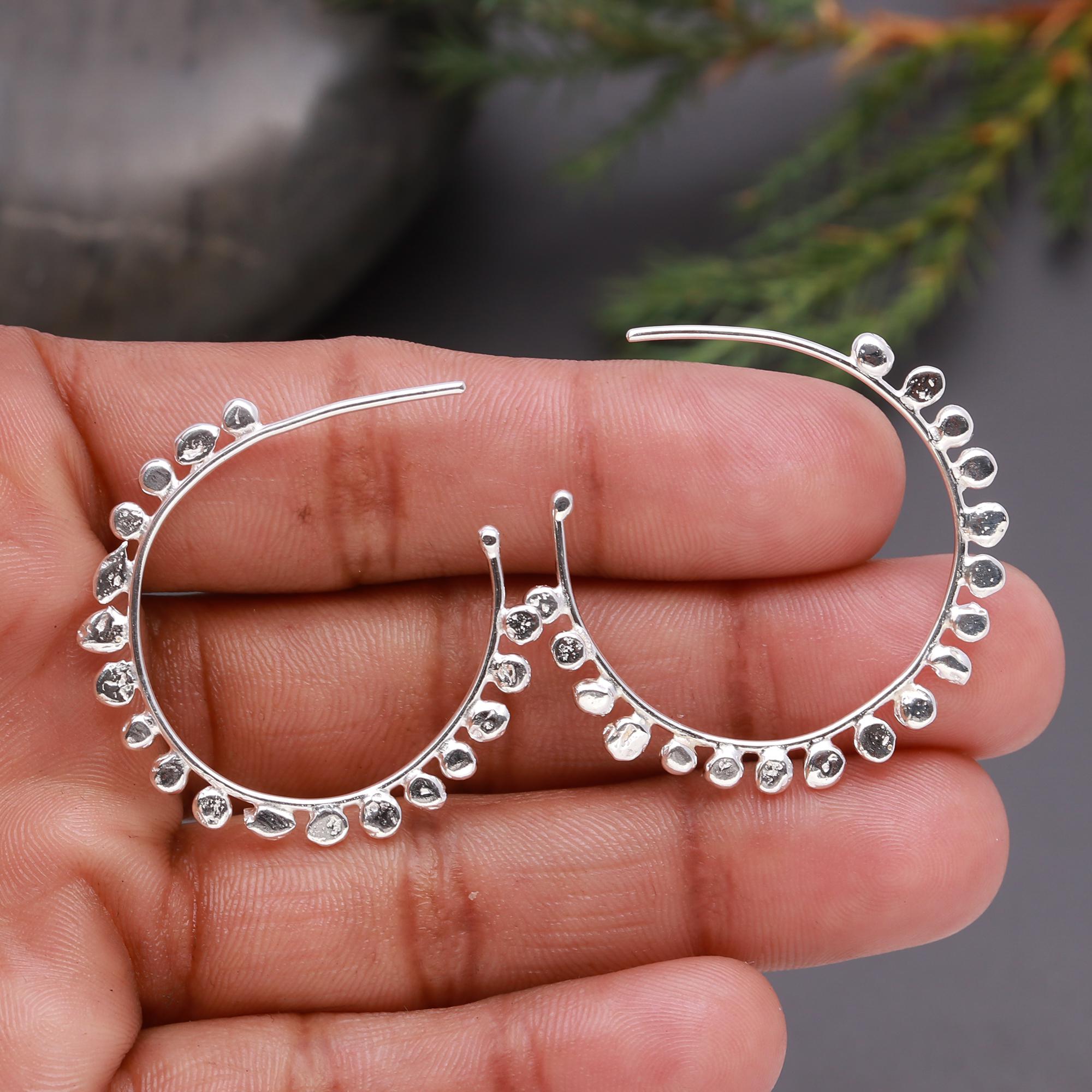 925 Silver Dot Hoop Earrings