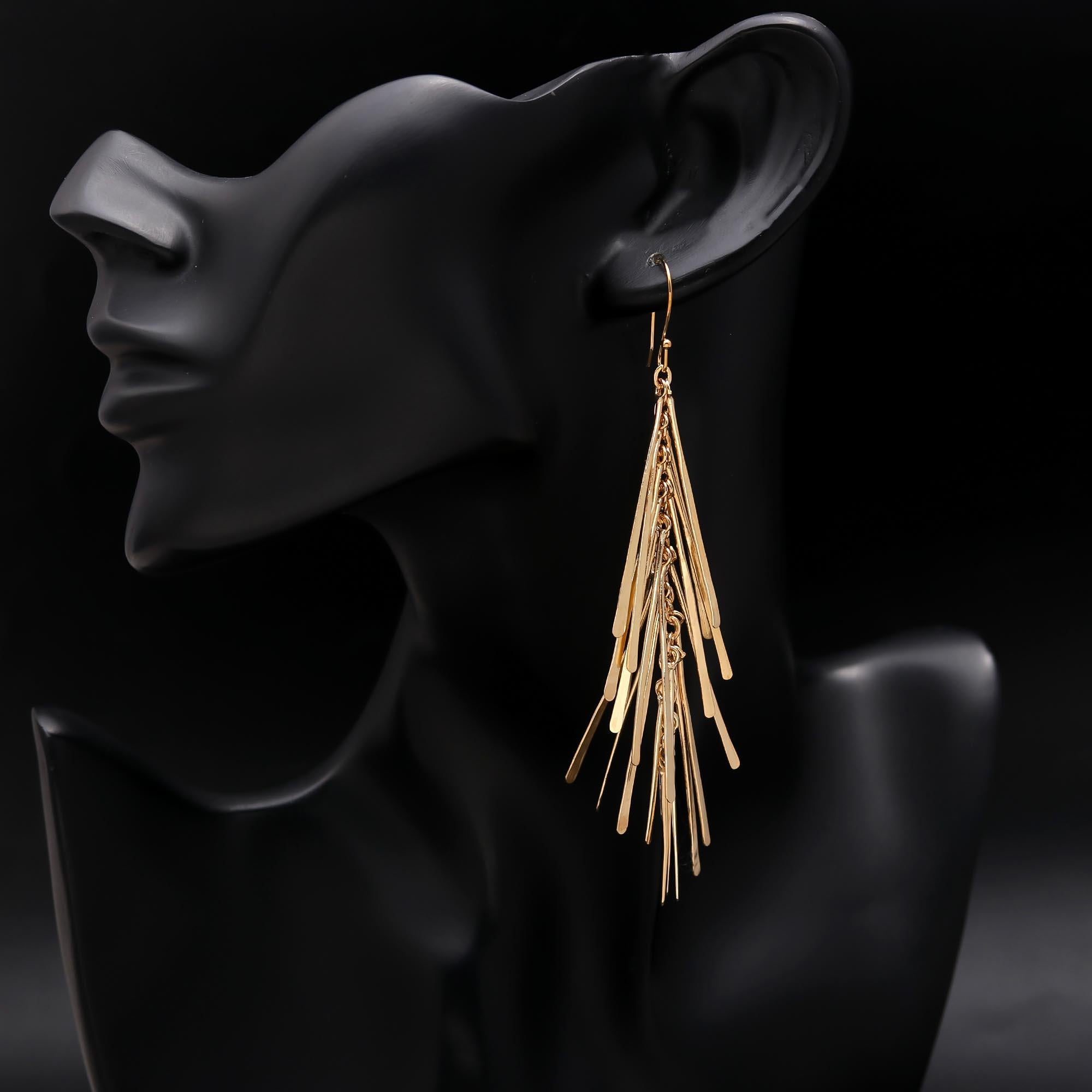 925 Silver Fringe Tassel Dangle Earrings