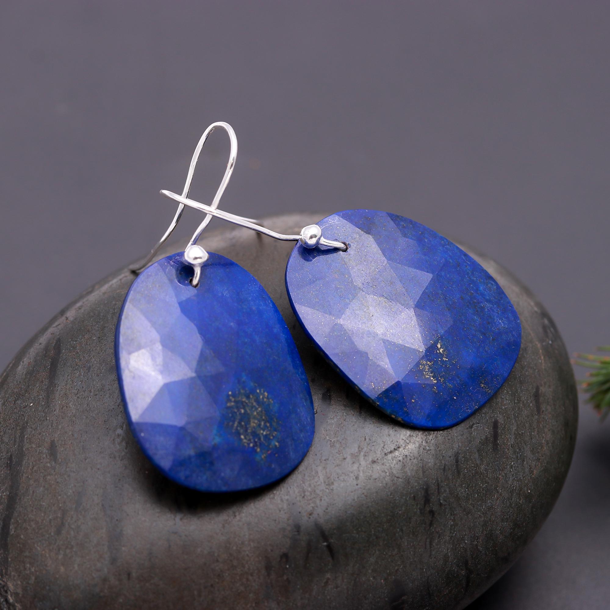 925 Silver Lapis Lazuli Dangle Earrings