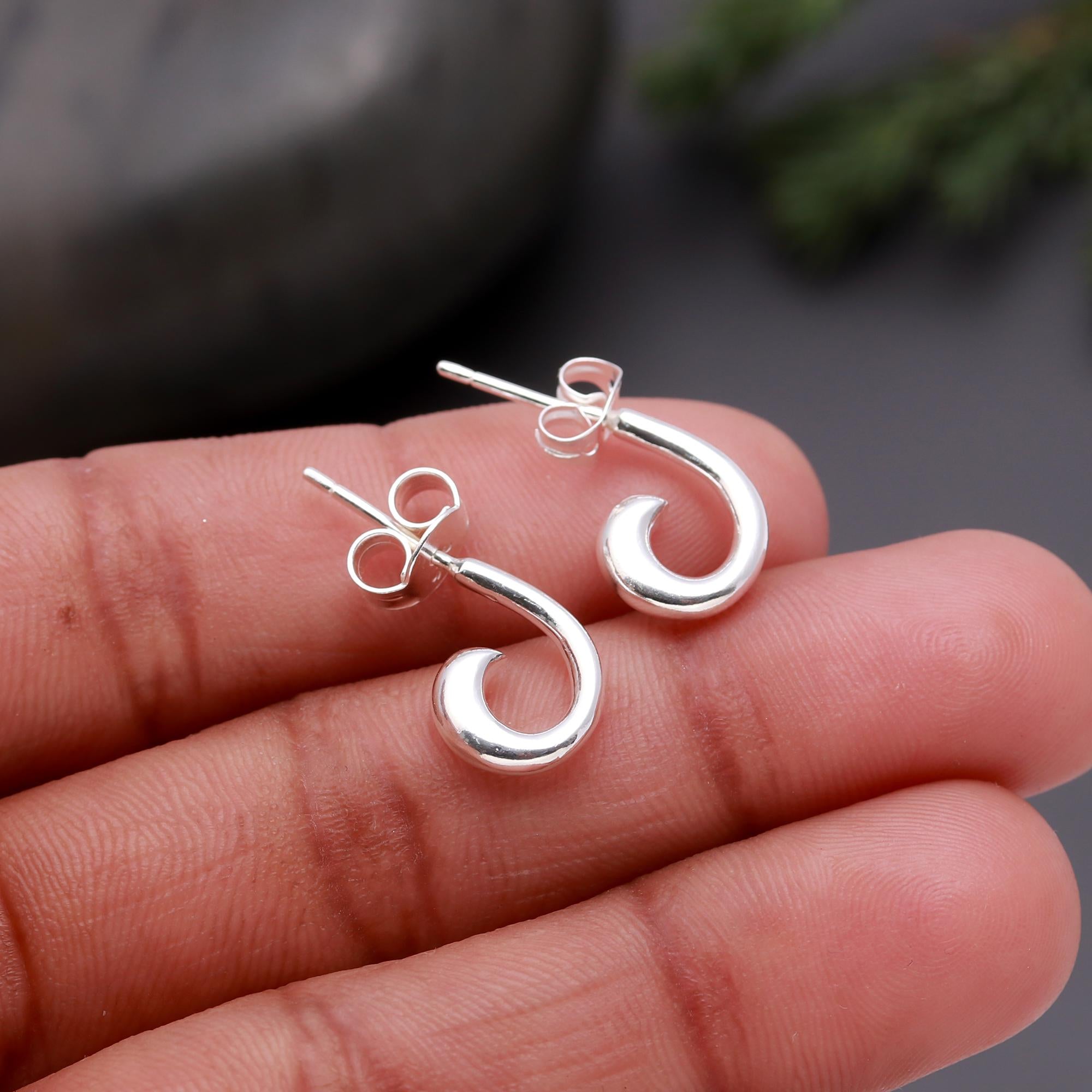 925 Silver Spiral Hook Stud Earrings