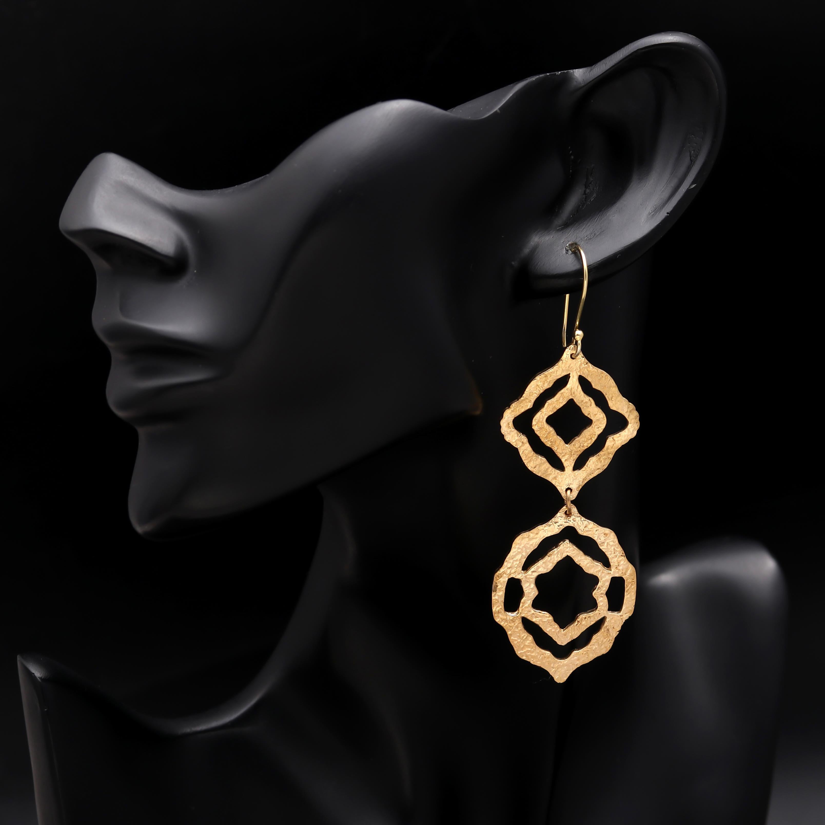 925 Silver Textured Geometric Dangle Earrings