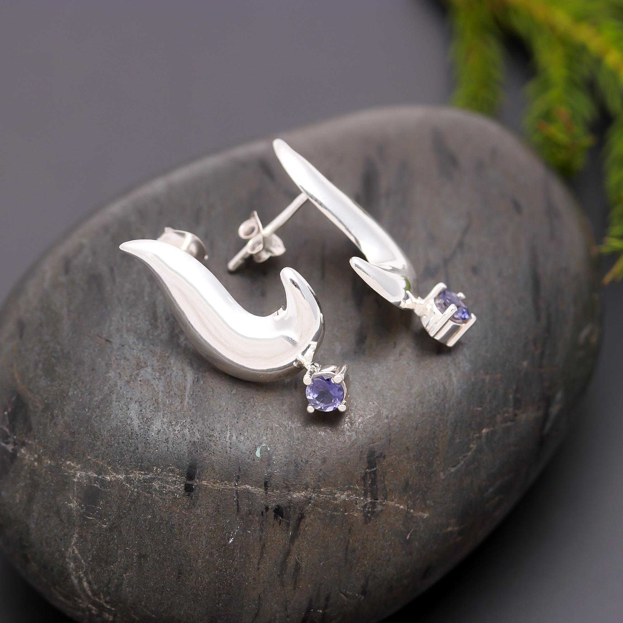 925 Silver Wave Curve Stud Earrings