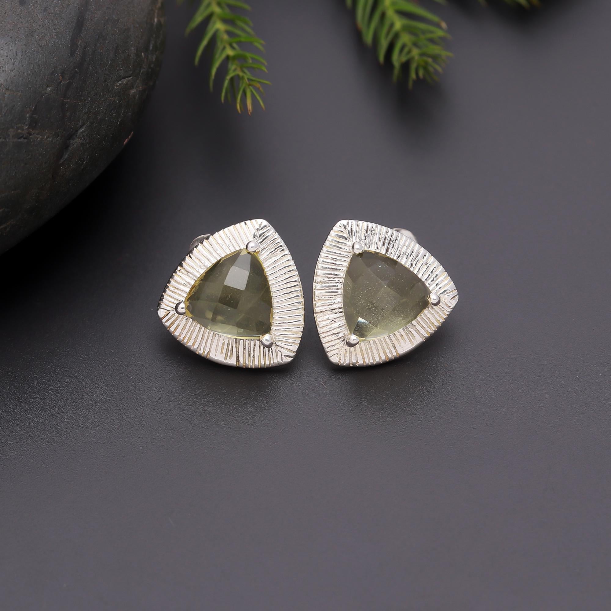 925 Silver Citrine Stud Earrings