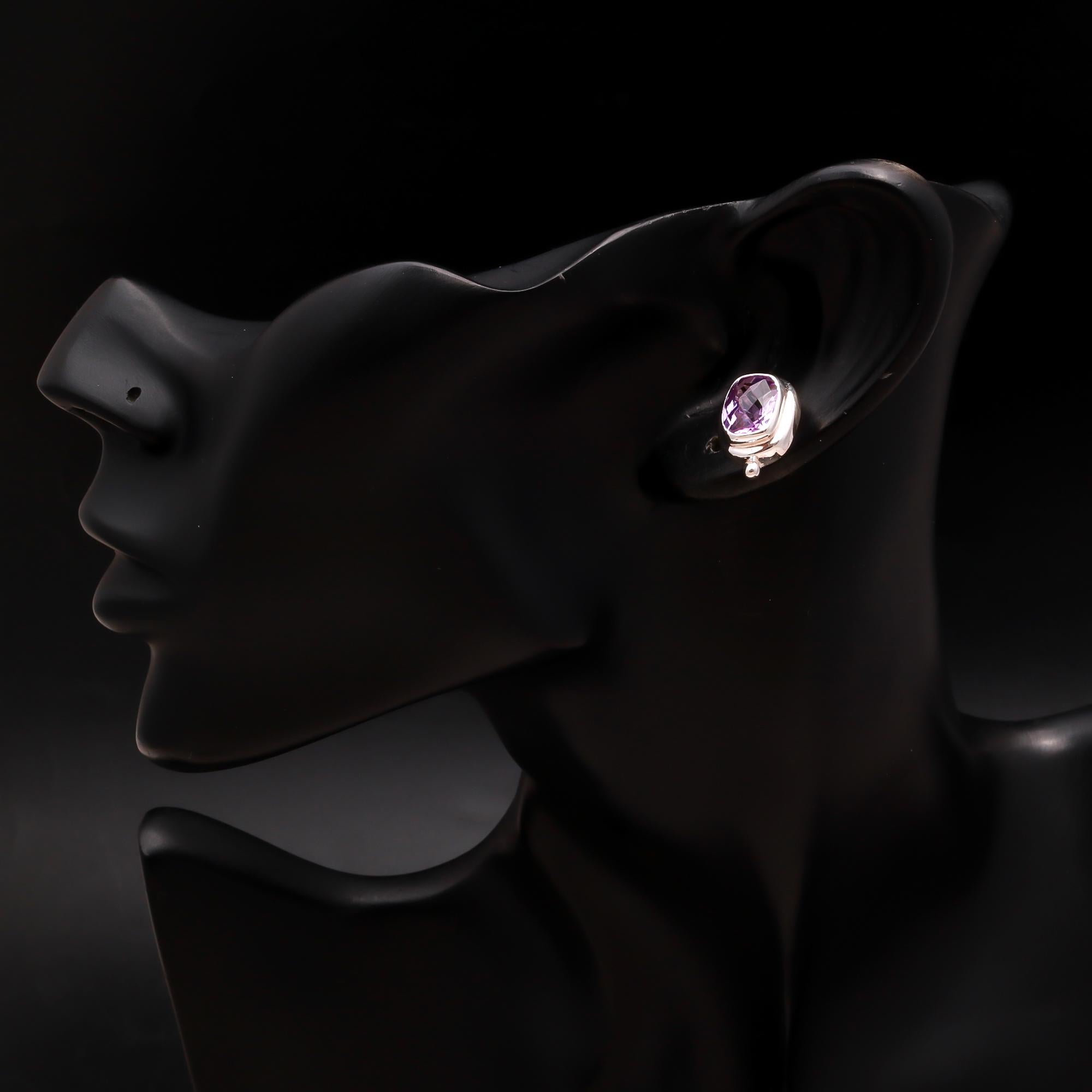 925 Silver Amethyst Stud Earrings