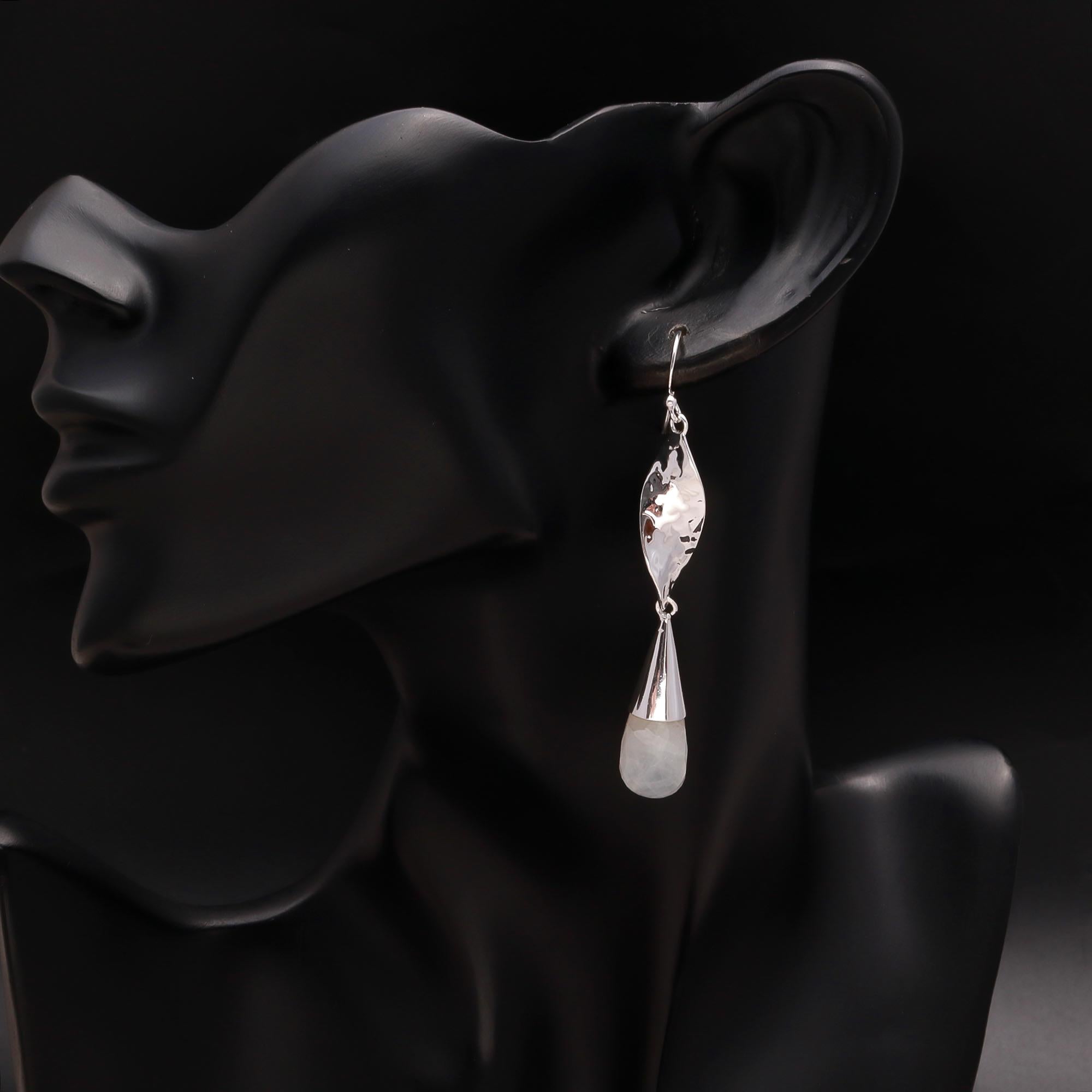 925 Silver Moonstone Drop Dangle Earrings