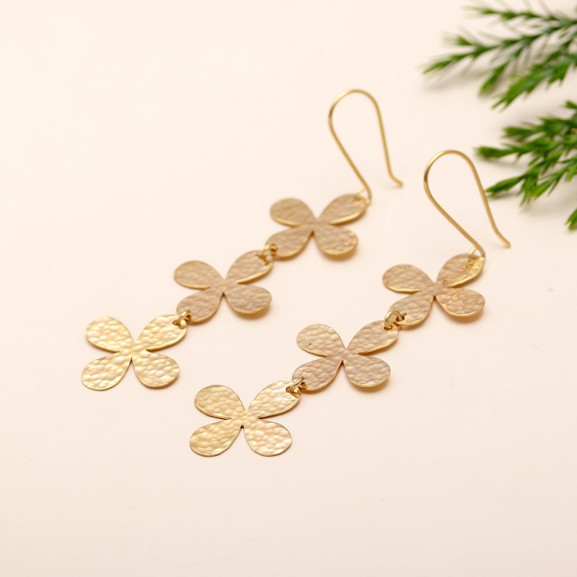 925 Silver Floral Dangle Earrings