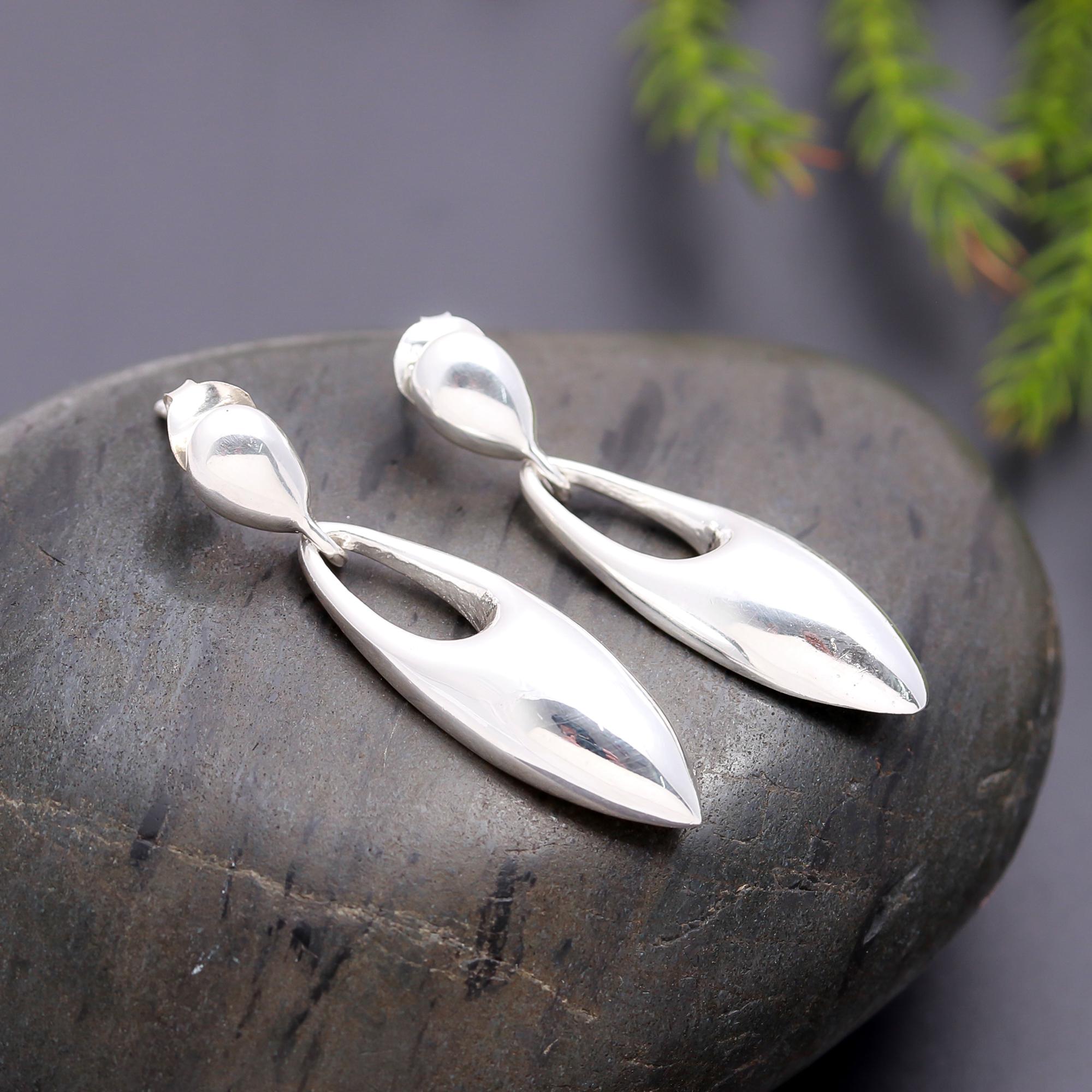 925 Silver Sleek Teardrop Drop Earrings