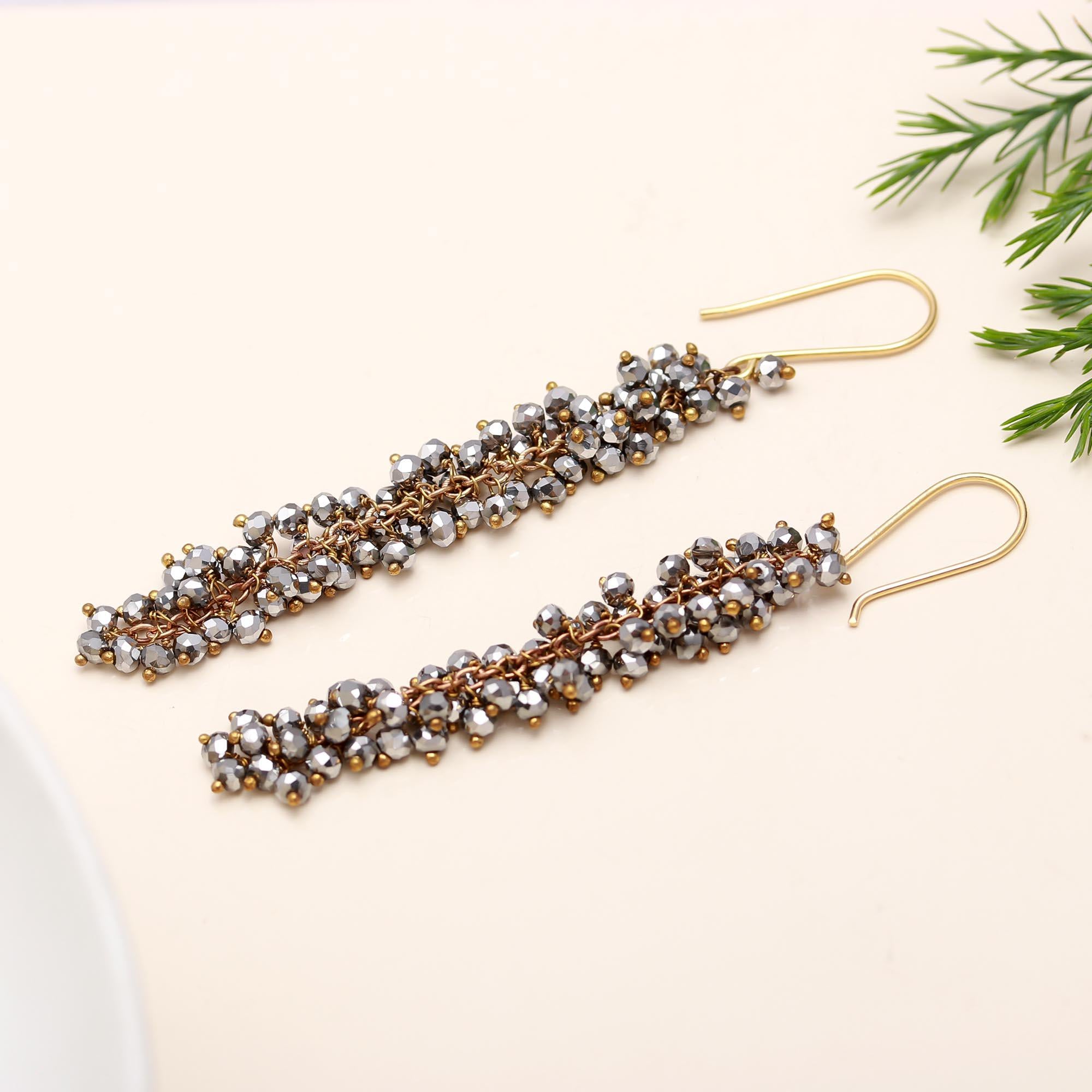 Brass Seed Bead Grapevine Earrings  Hypoallergenic