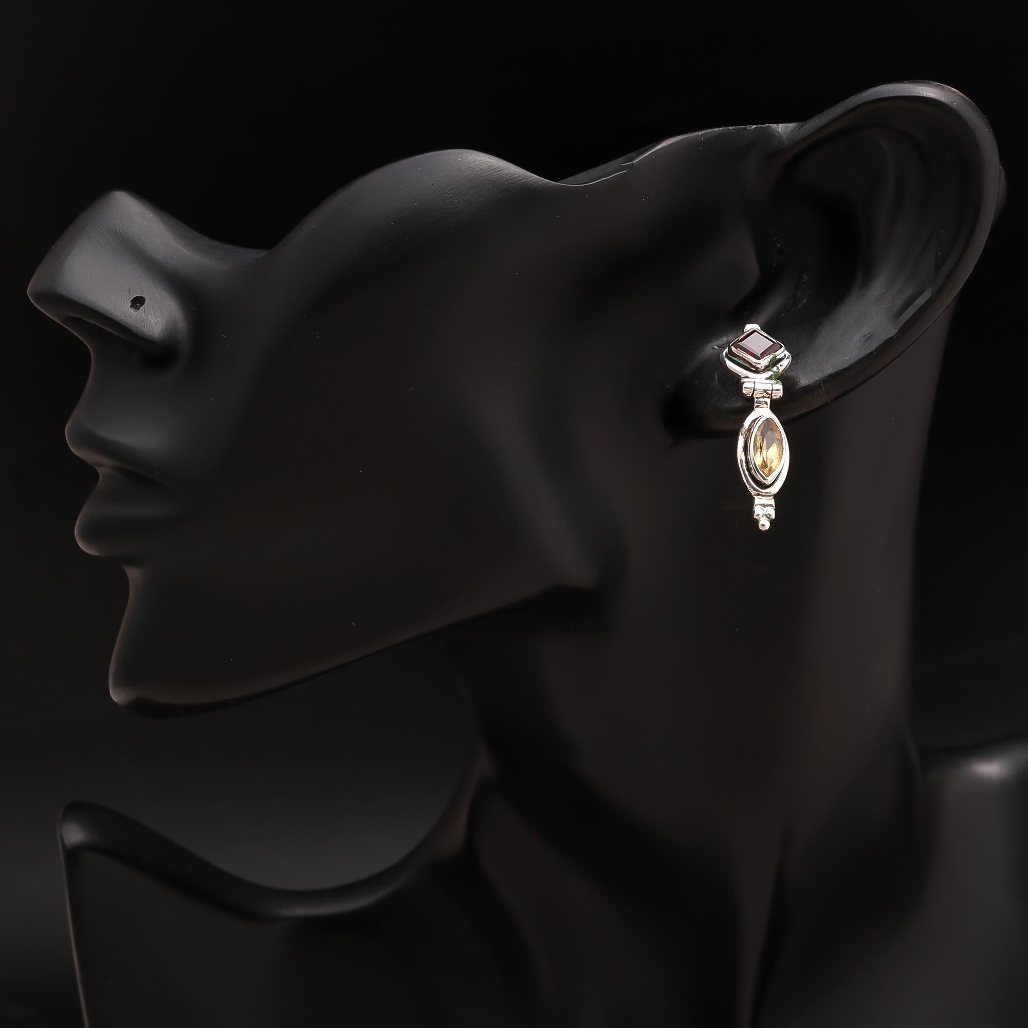 925 Silver Dual-Stone Drop Earrings