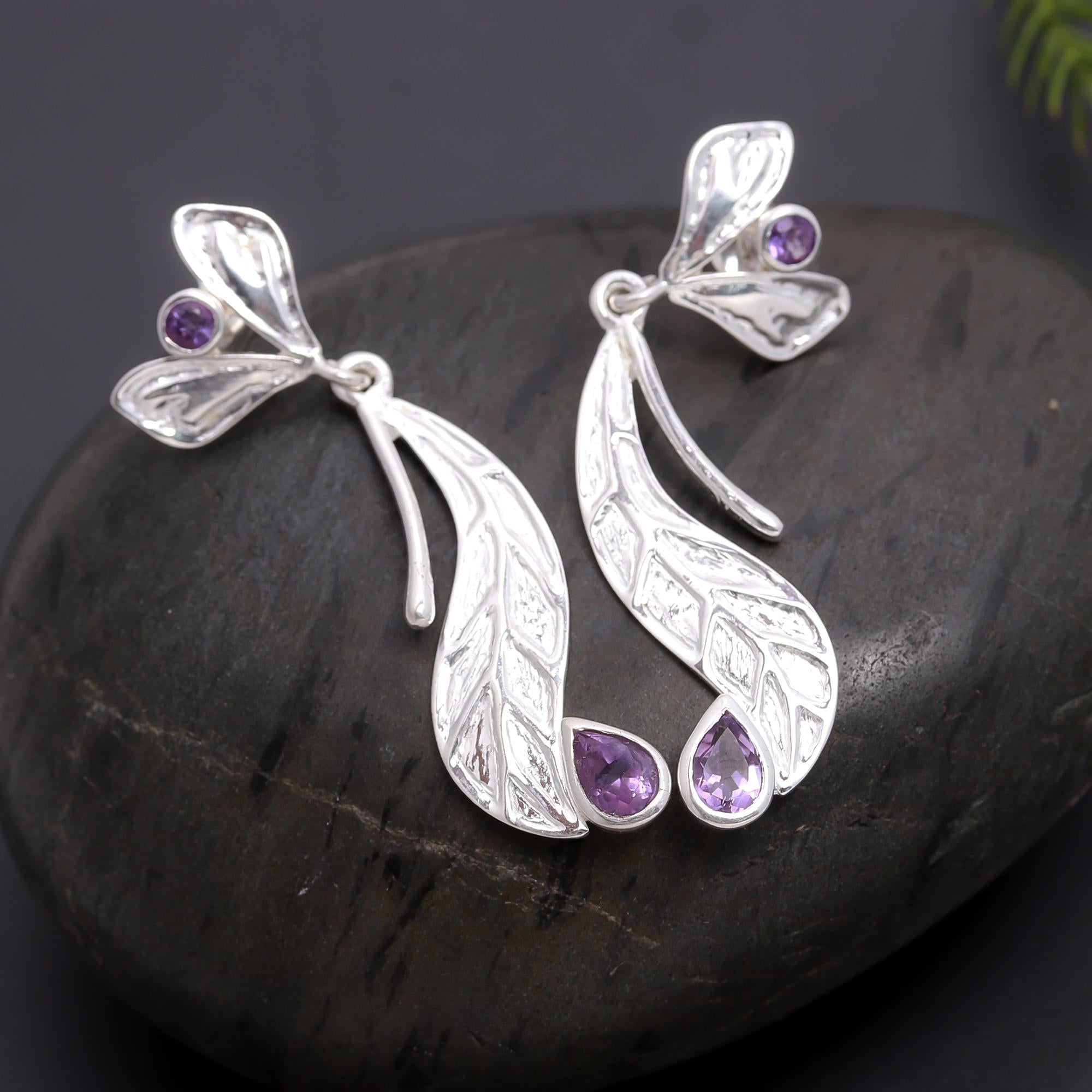 925 Silver Leaf Drop Earrings