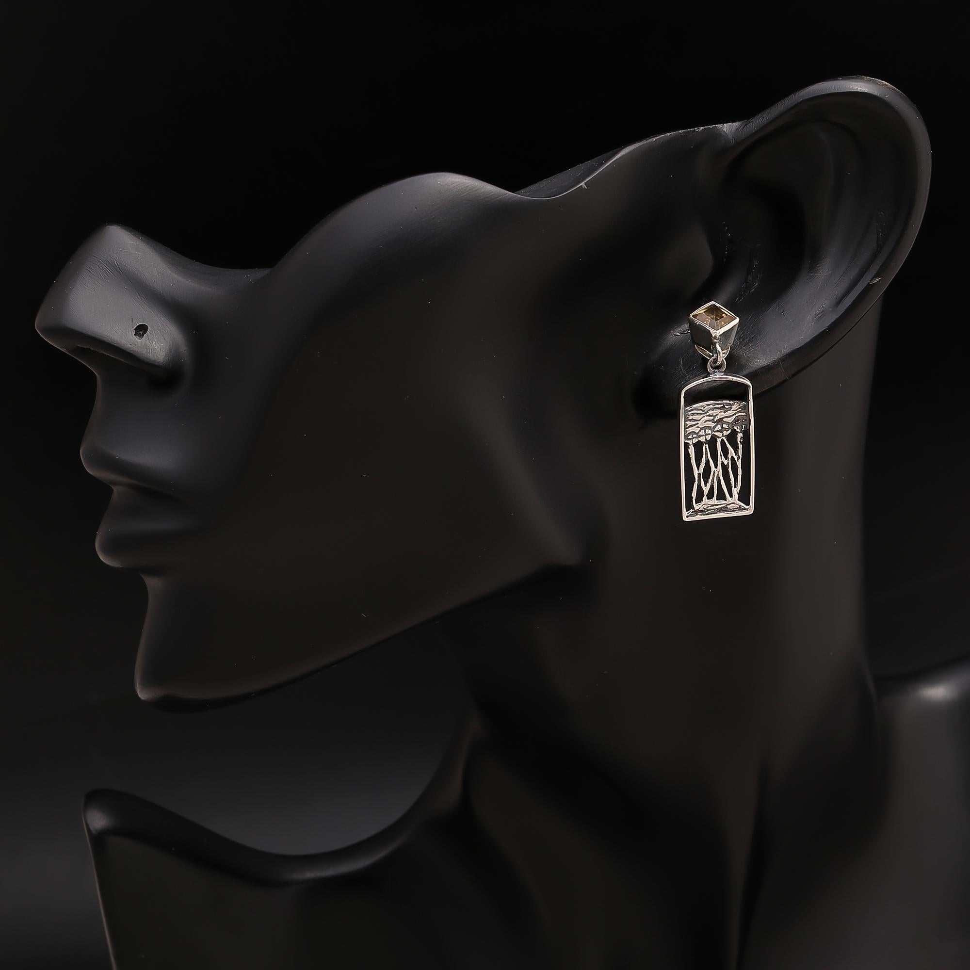 925 Silver Citrine Drop Earrings