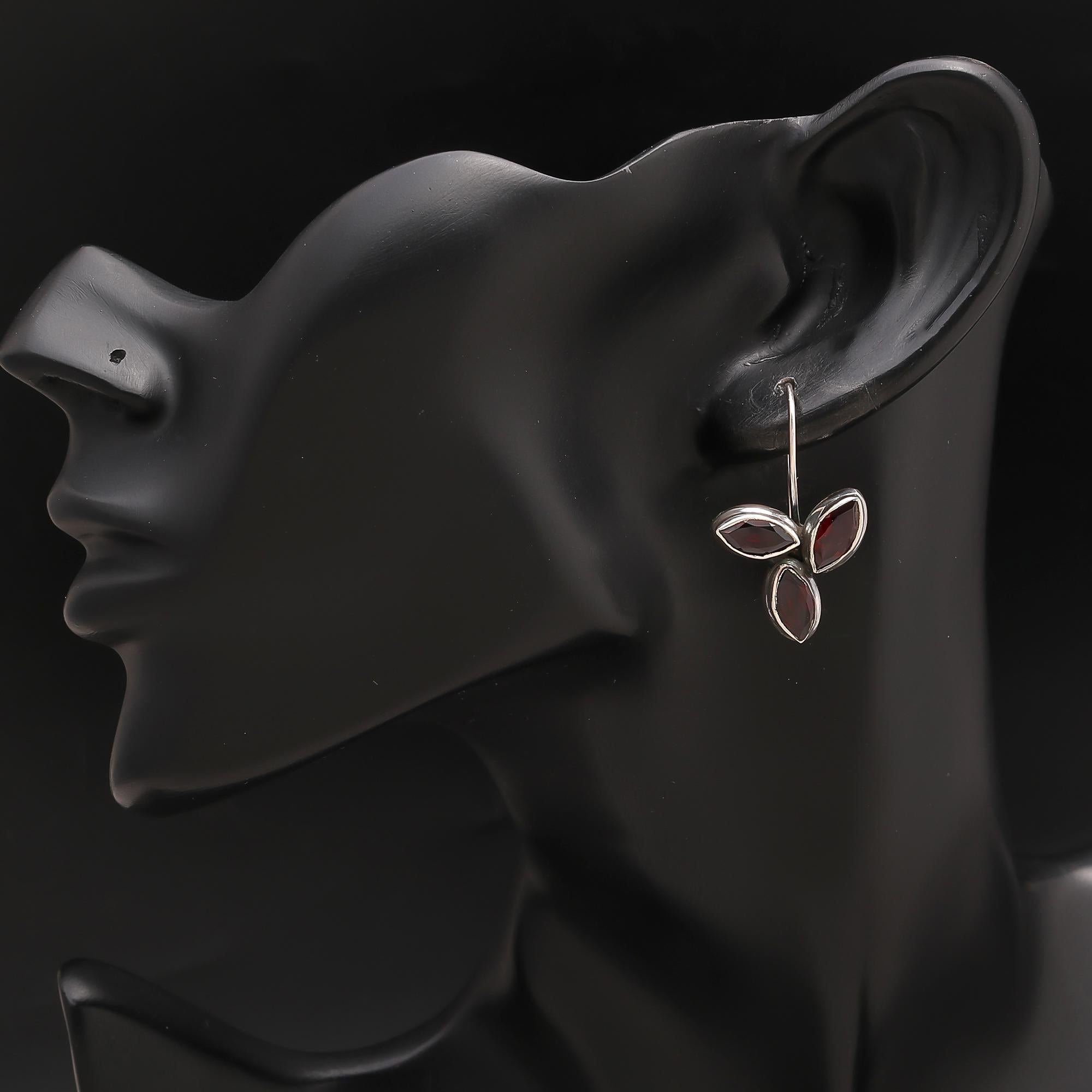 925 Silver Triple Stone Dangle Earrings