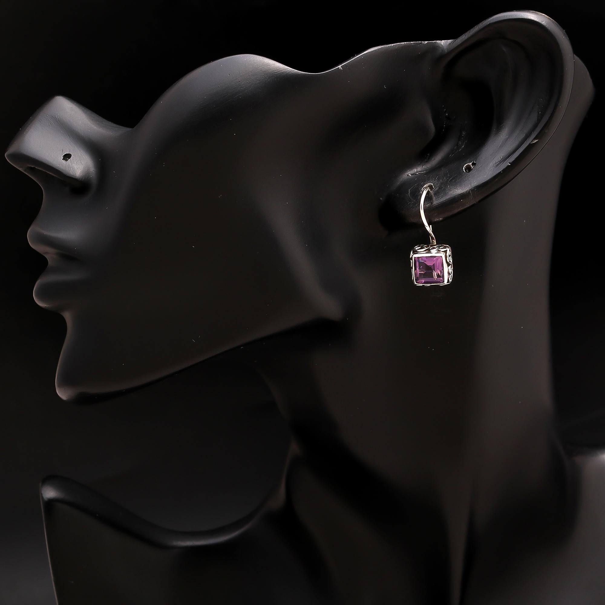 925 Silver Amethyst Dangle Earrings