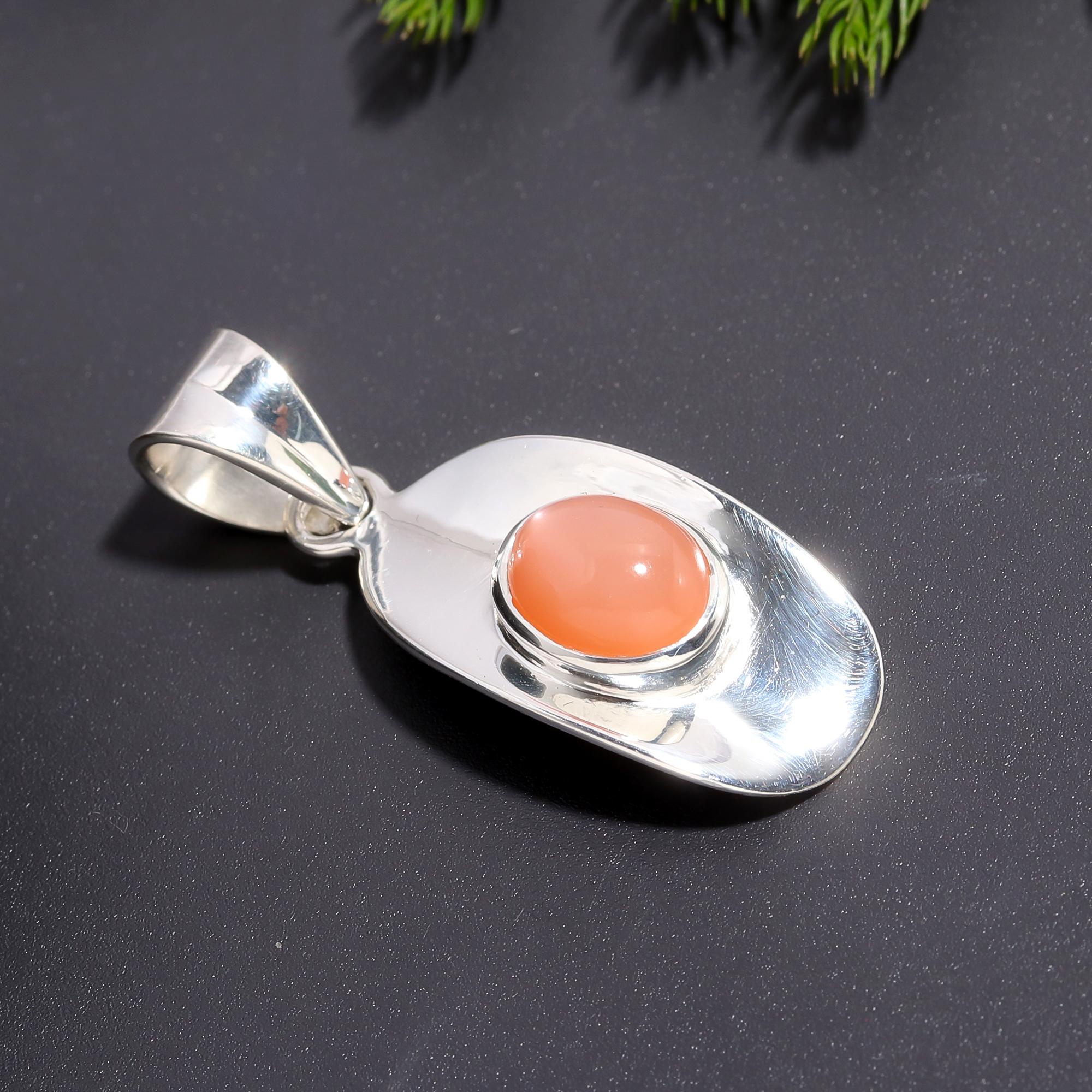 925 Silver Peach Moonstone Pendant