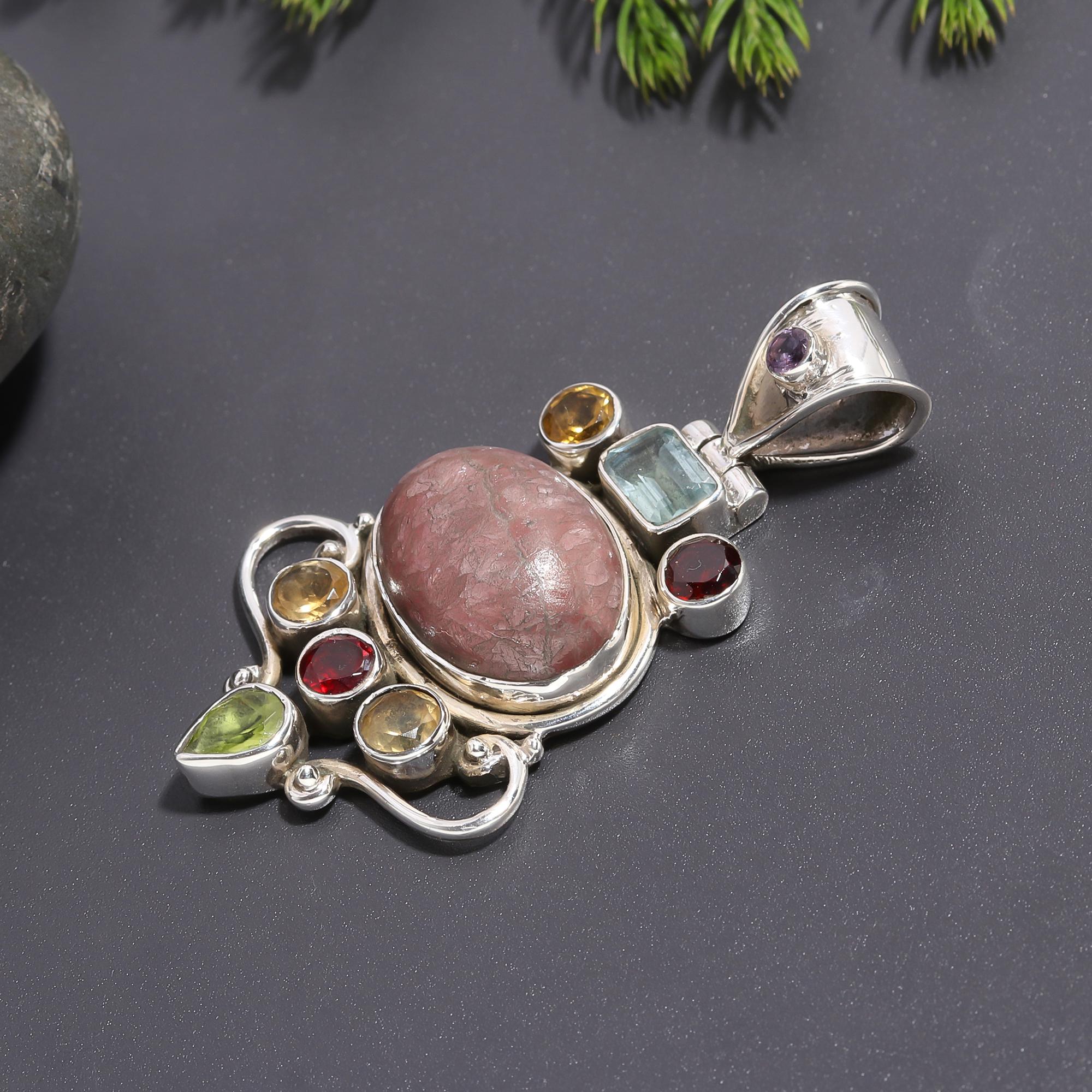 925 Silver Multi Gemstone Pendant