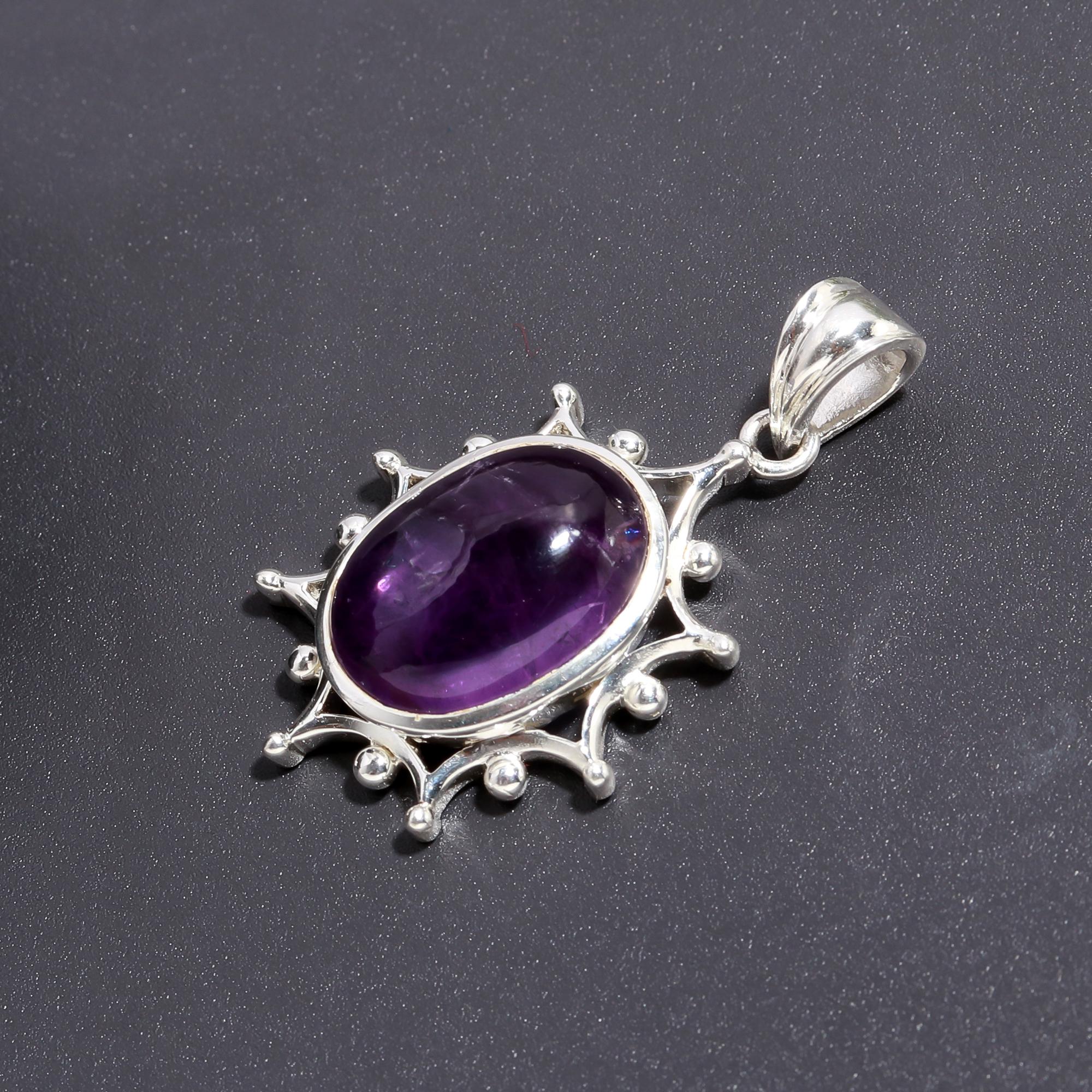 925 Silver Ornate Amethyst Pendant