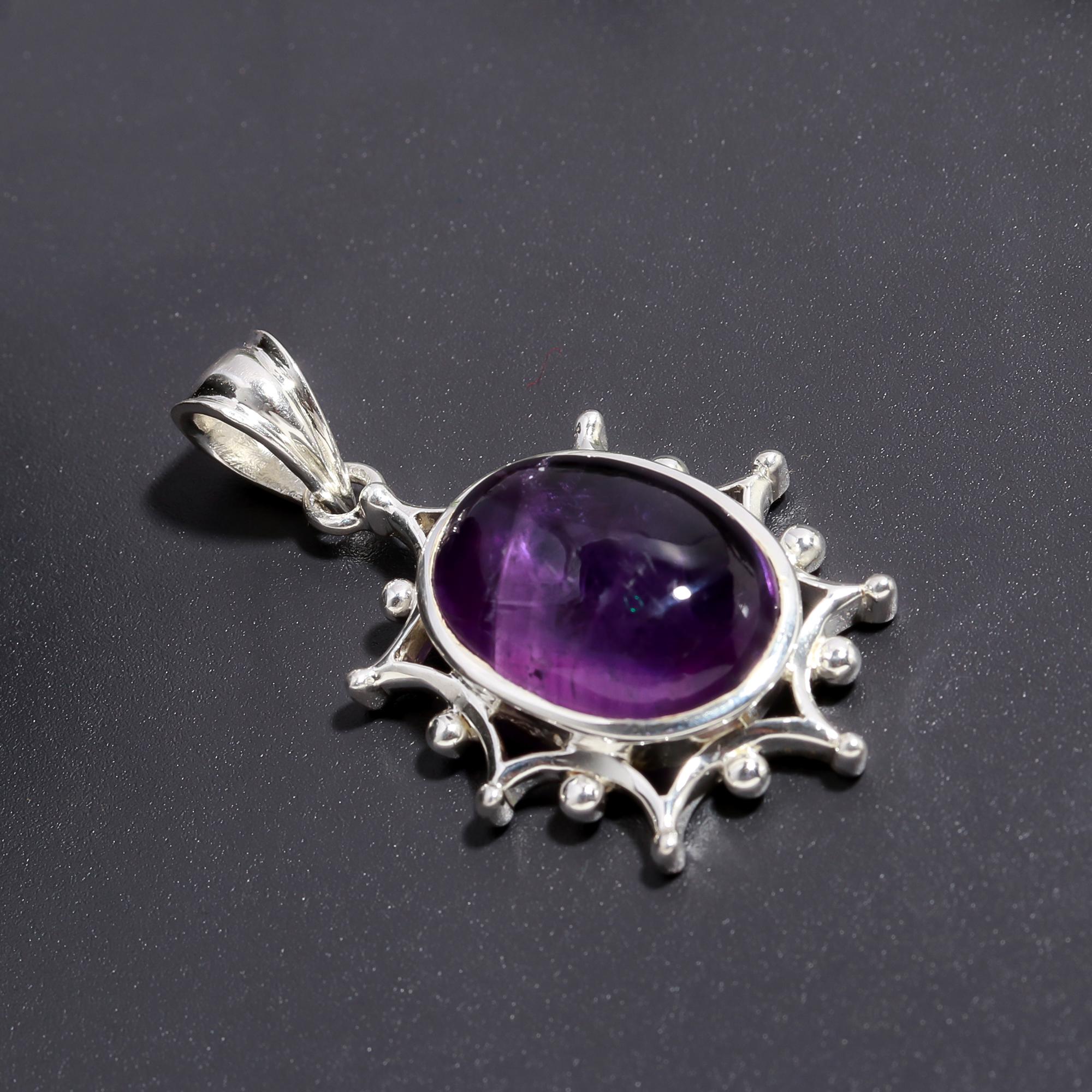 925 Silver Ornate Amethyst Pendant