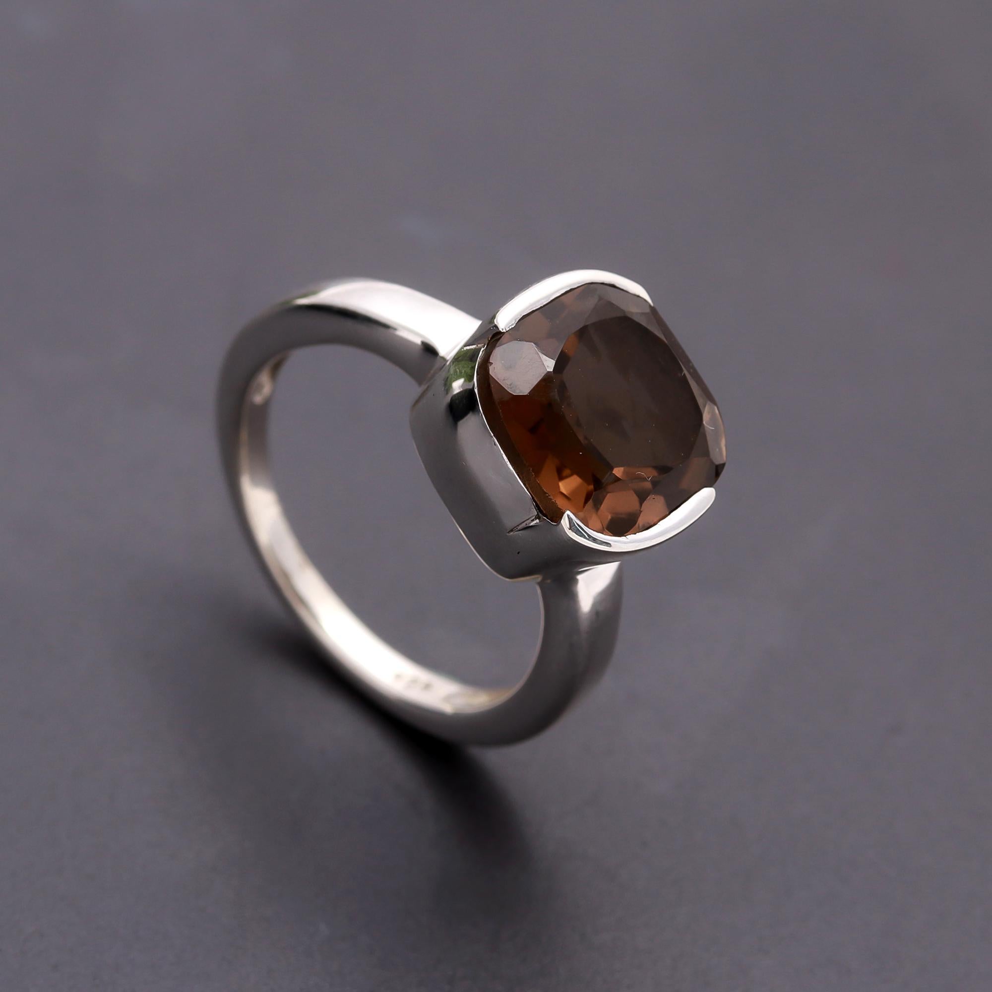 925 Silver Smoky Quartz Ring
