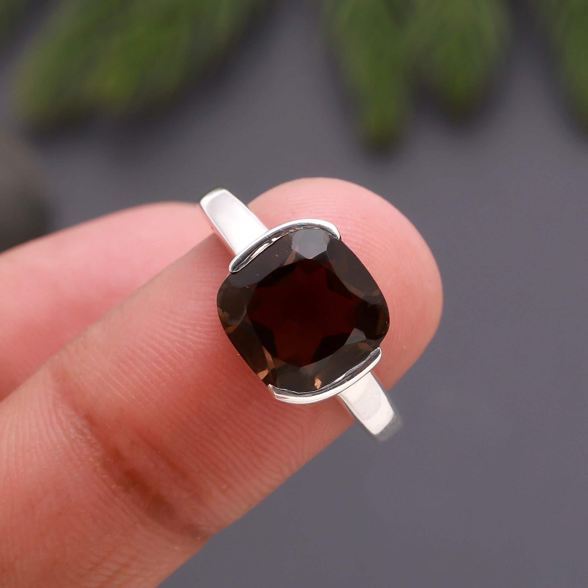 925 Silver Smoky Quartz Ring