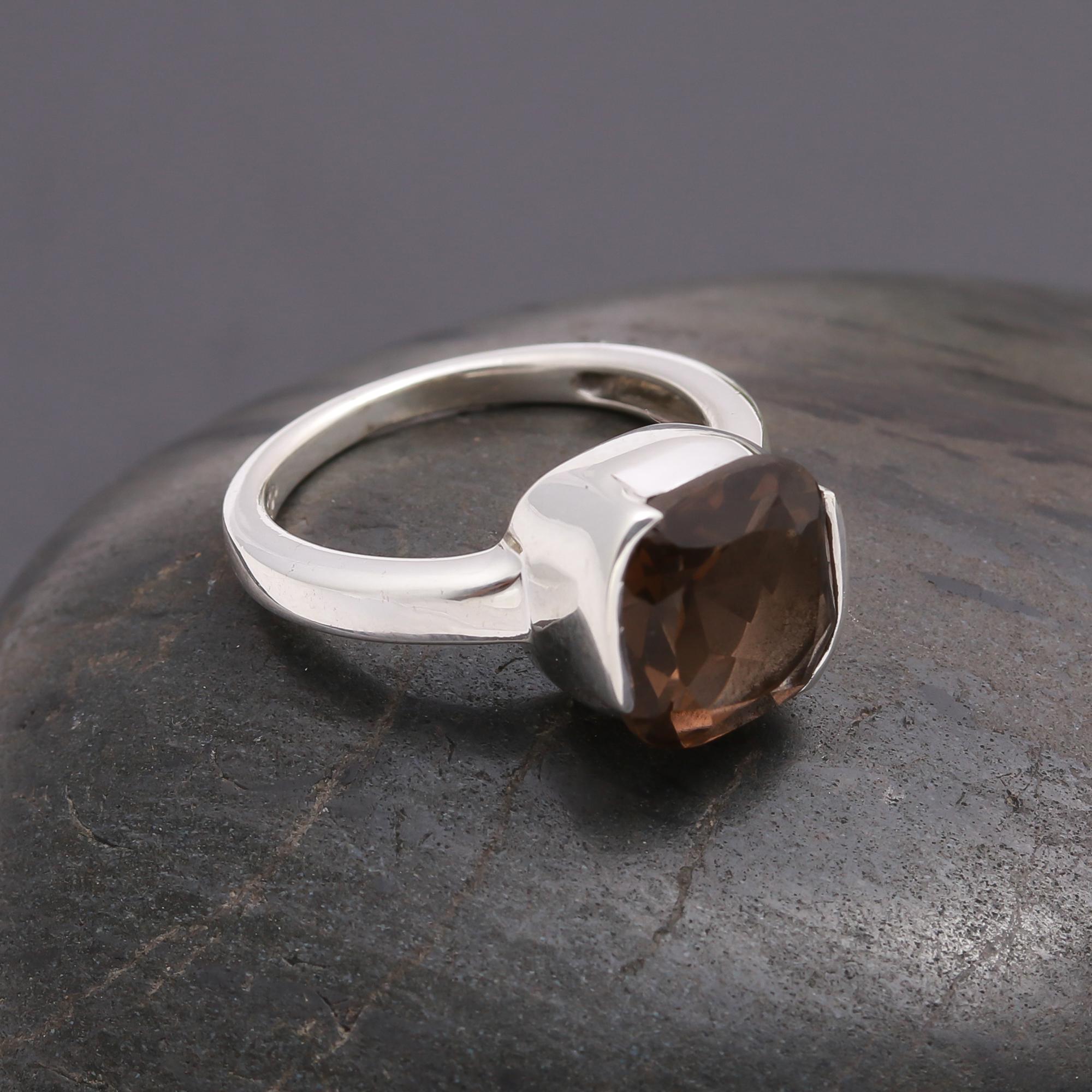 925 Silver Smoky Quartz Ring