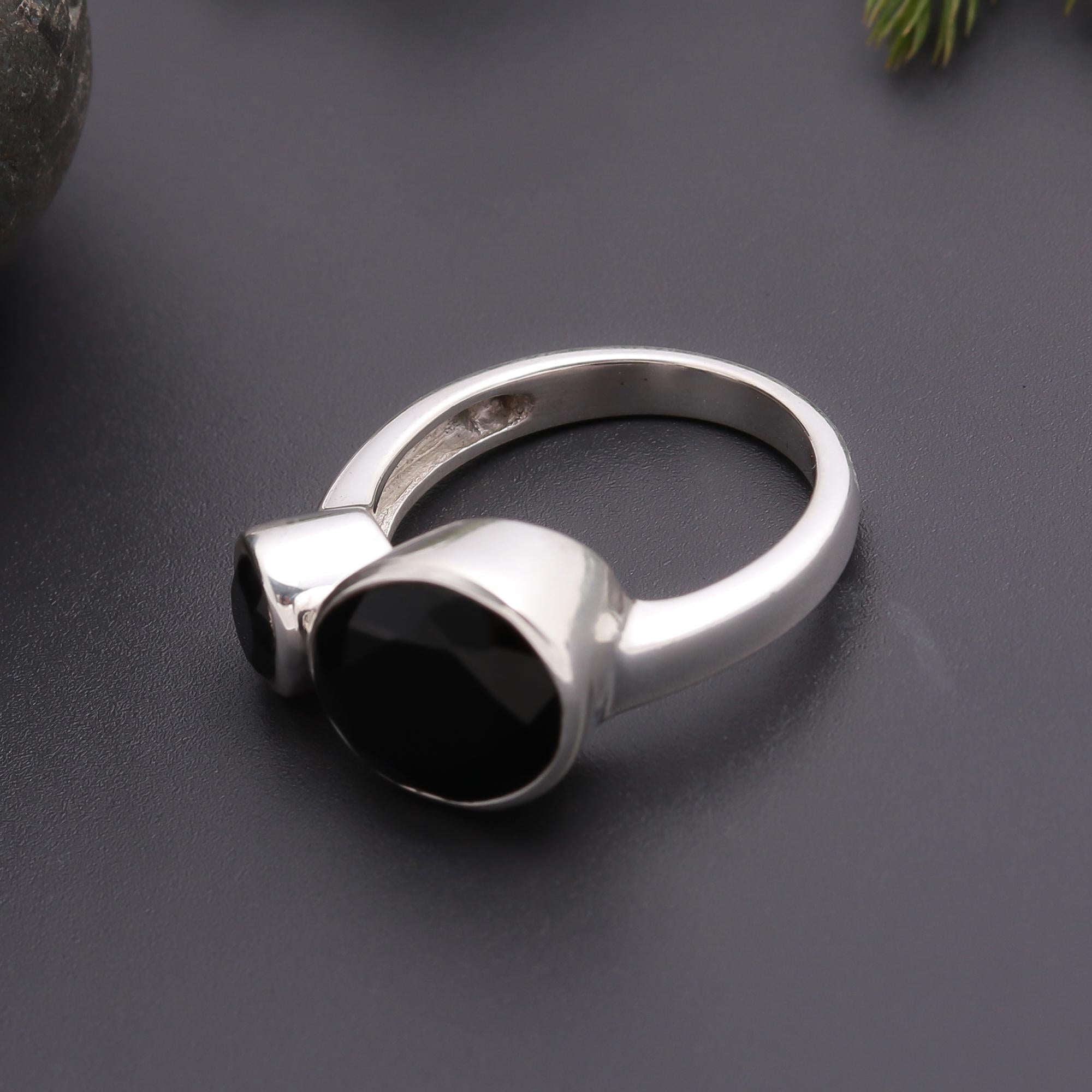 925 Silver Dual Black Onyx Ring