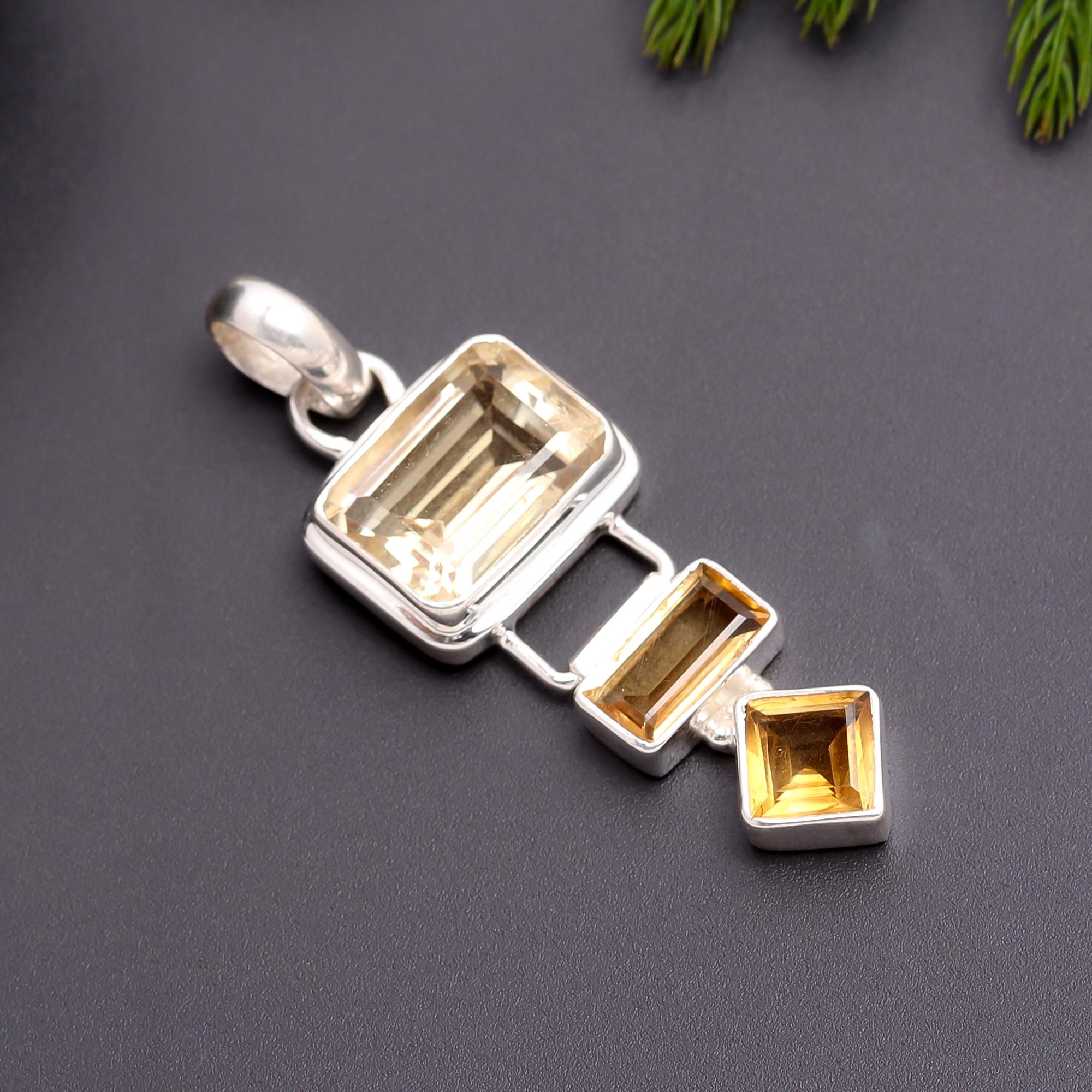 925 Silver Multi-Citrine Pendant