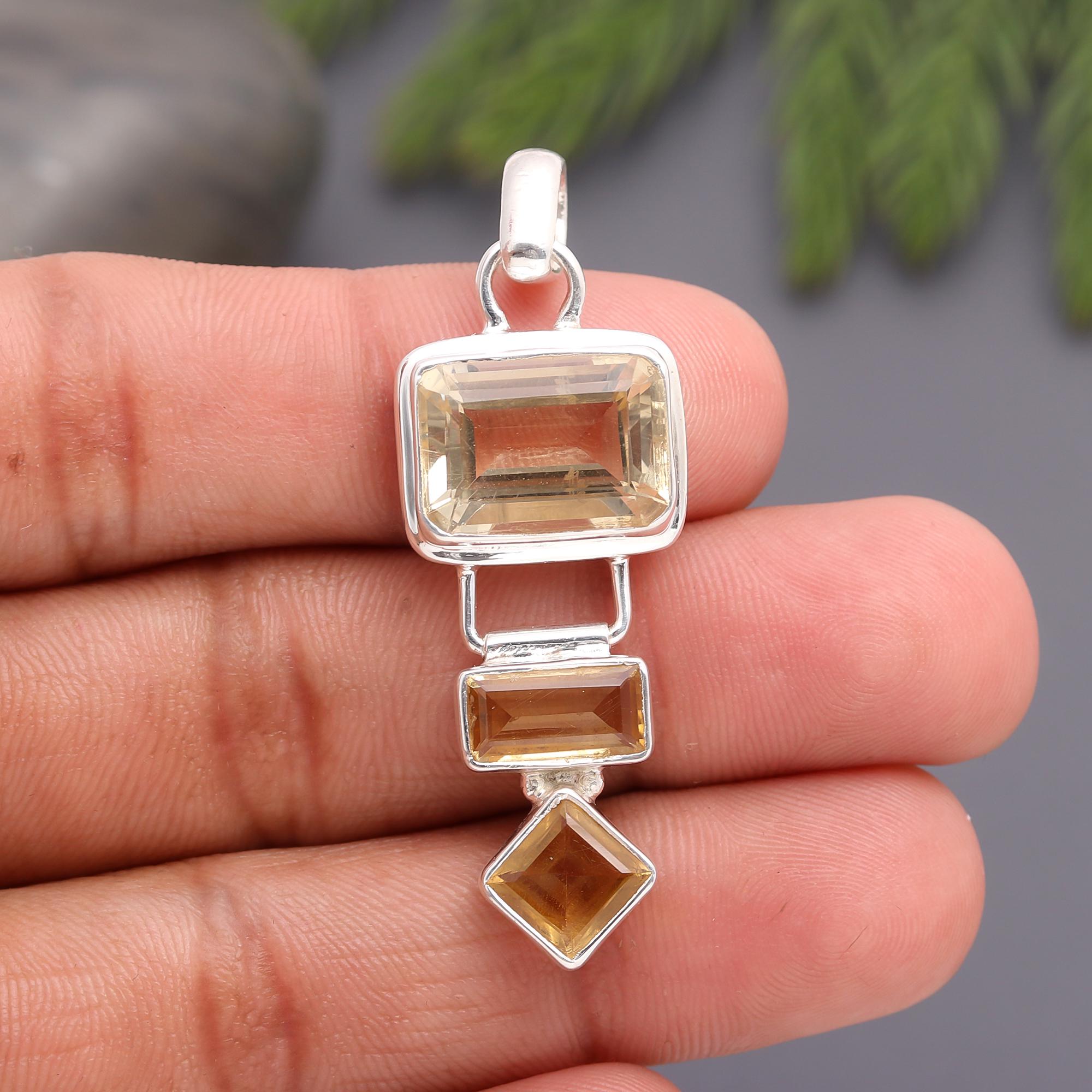 925 Silver Multi-Citrine Pendant