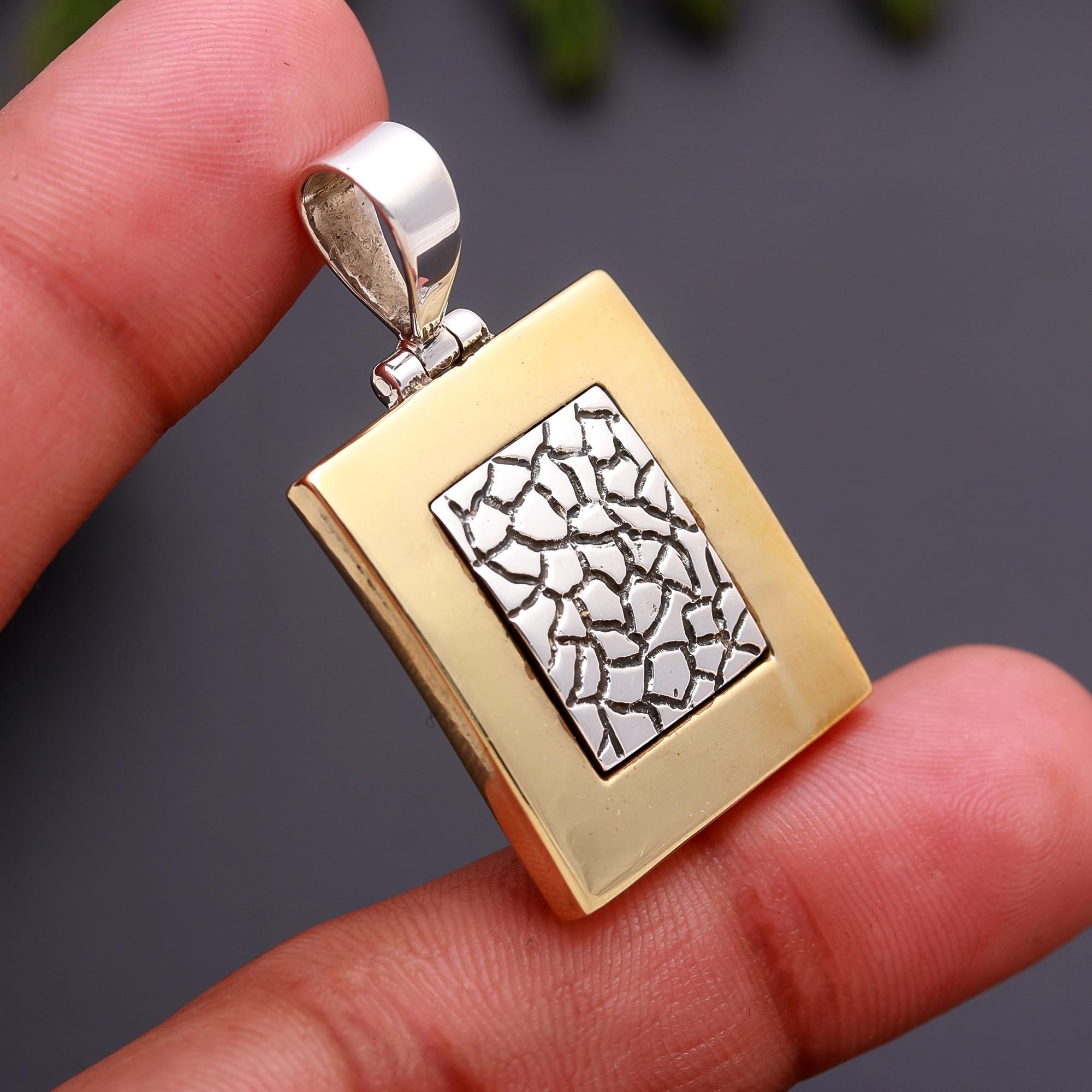 925 Silver and Brass Textured Pendant