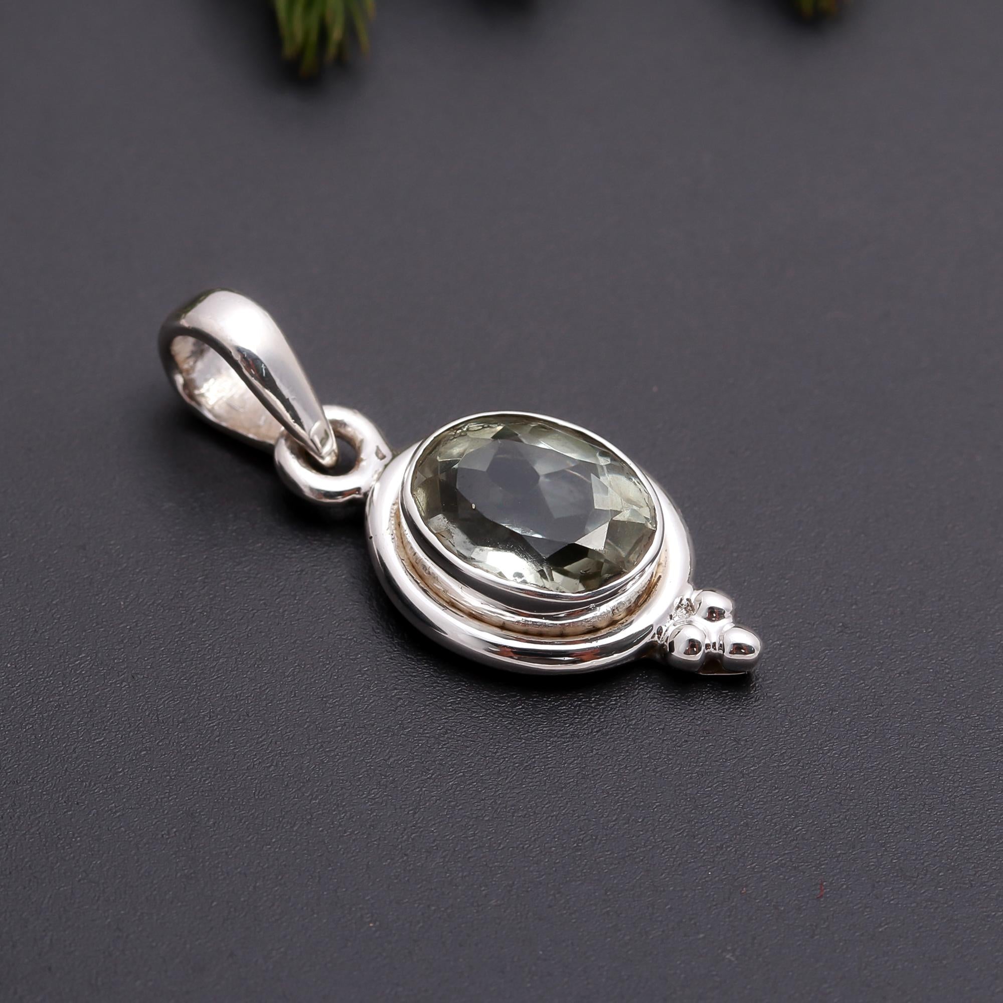925 Silver Green Amethyst Pendant