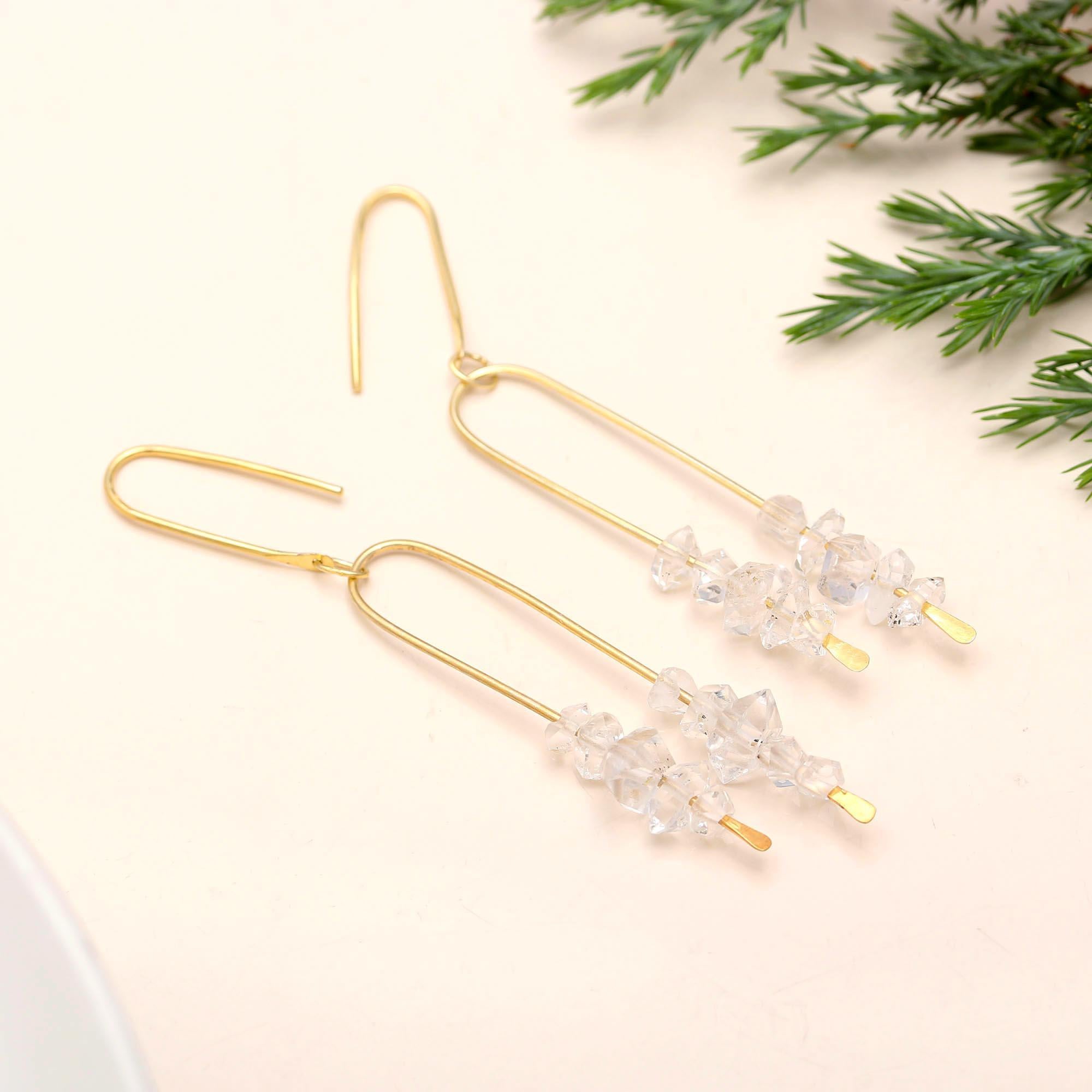 925 Silver Crystal Quartz Dangle Earrings