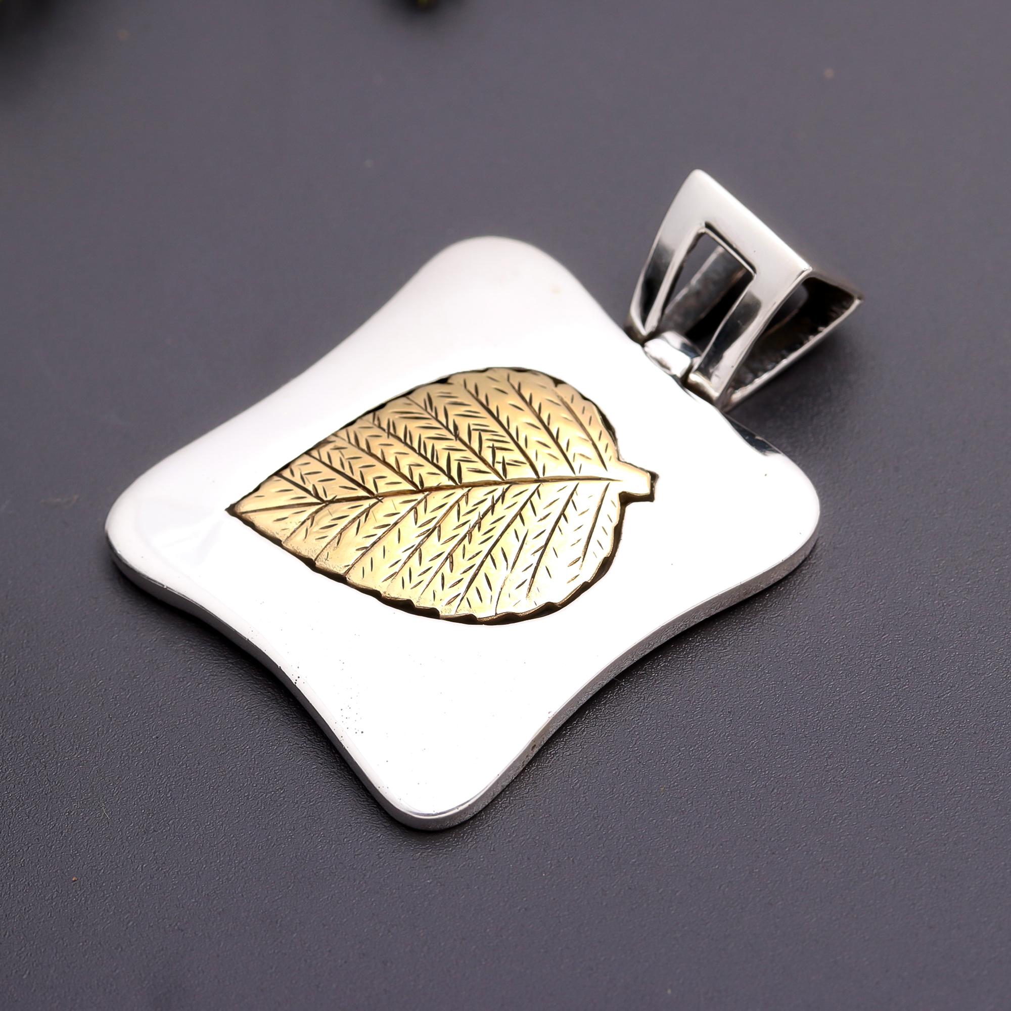 925 Silver Gold Plated Leaf Pendant