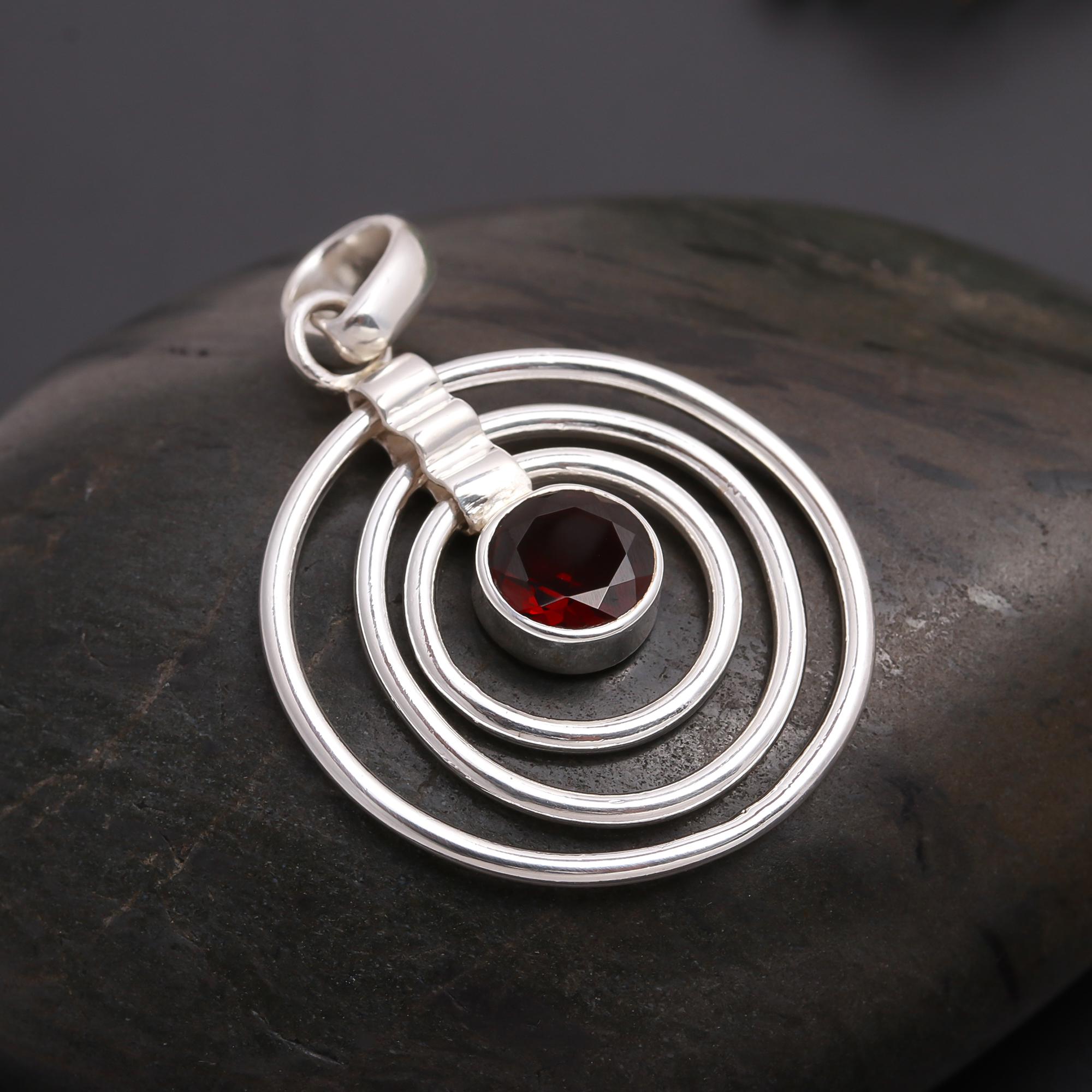 925 Silver Garnet Pendant