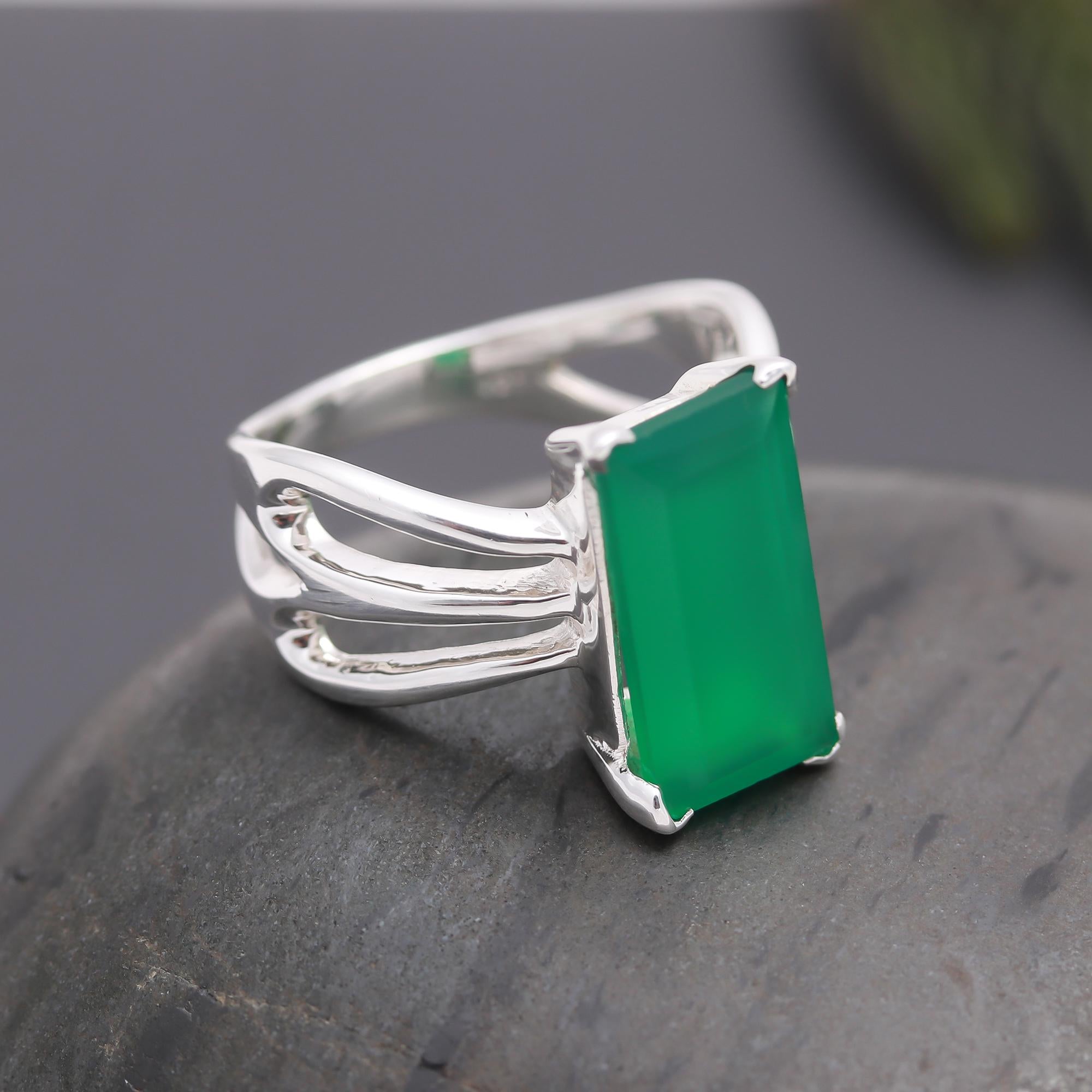 925 Silver Emerald Ring