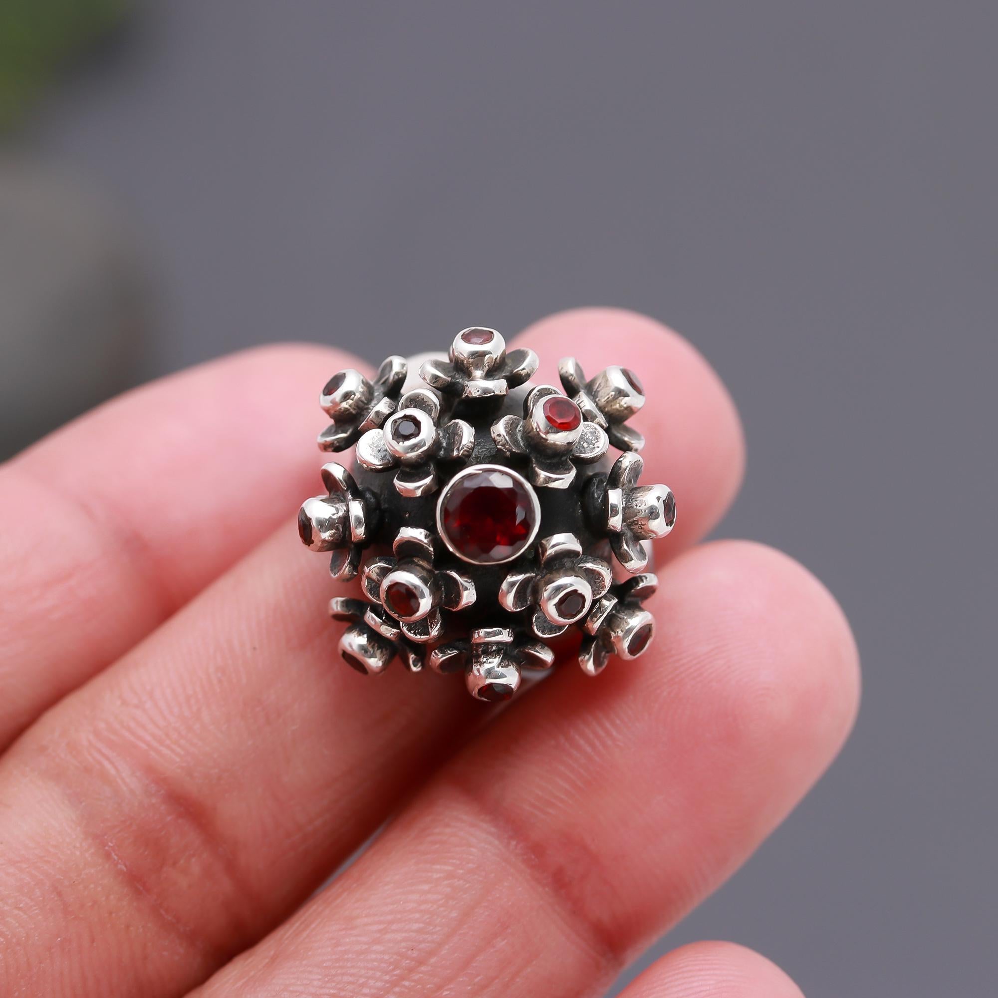 925 Silver Floral Dome Ring